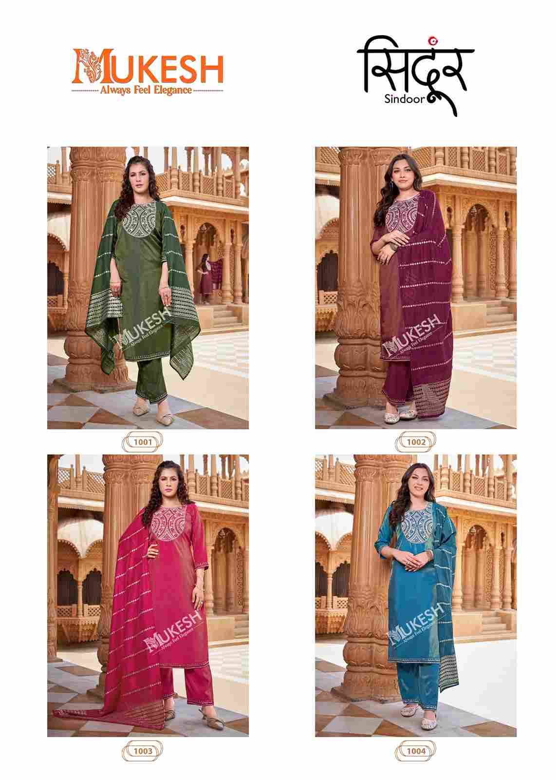 Sindoor By Mukesh 1001 To 1004 Series Beautiful Suits Colorful Stylish Fancy Casual Wear & Ethnic Wear Roman Shimmer Dresses At Wholesale Price