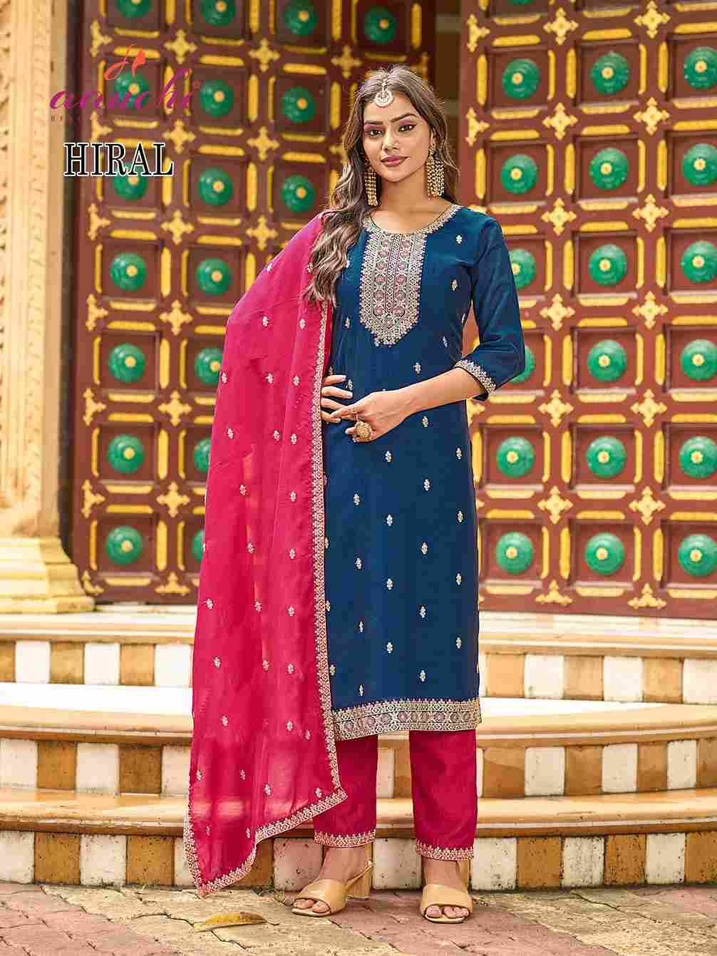Hiral By Aanchi 101 To 104 Series Beautiful Suits Colorful Stylish Fancy Casual Wear & Ethnic Wear Vichitra Silk Dresses At Wholesale Price