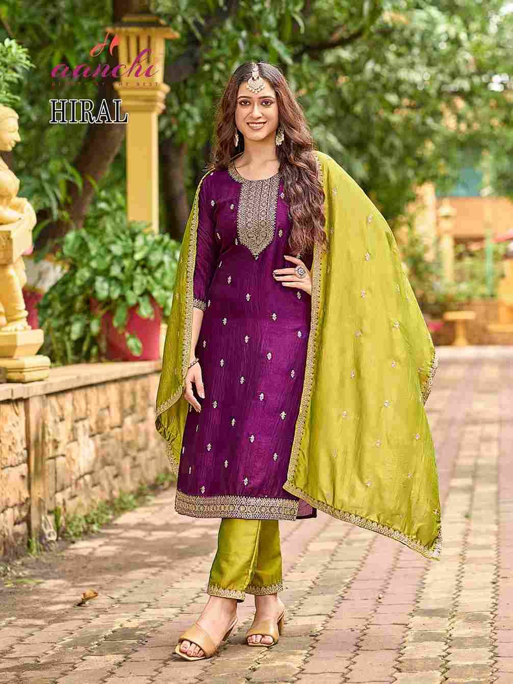 Hiral By Aanchi 101 To 104 Series Beautiful Suits Colorful Stylish Fancy Casual Wear & Ethnic Wear Vichitra Silk Dresses At Wholesale Price