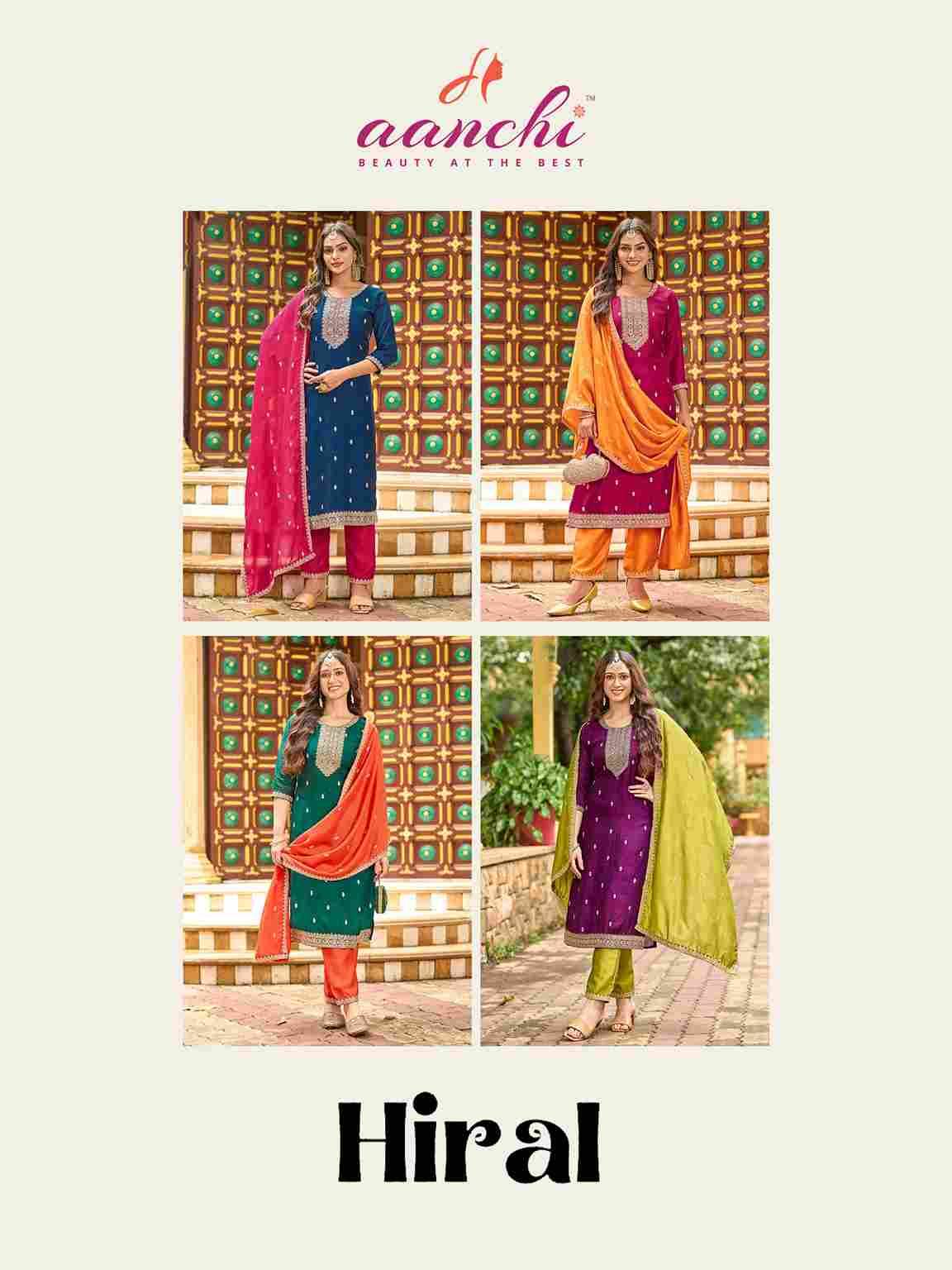 Hiral By Aanchi 101 To 104 Series Beautiful Suits Colorful Stylish Fancy Casual Wear & Ethnic Wear Vichitra Silk Dresses At Wholesale Price