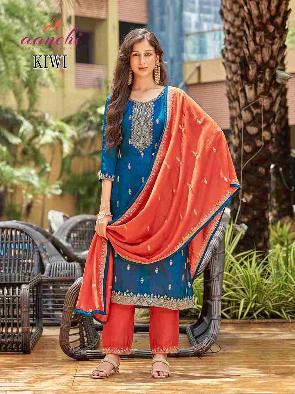Kiwi By Aanchi 101 To 104 Series Beautiful Suits Colorful Stylish Fancy Casual Wear & Ethnic Wear Vichitra Silk Dresses At Wholesale Price