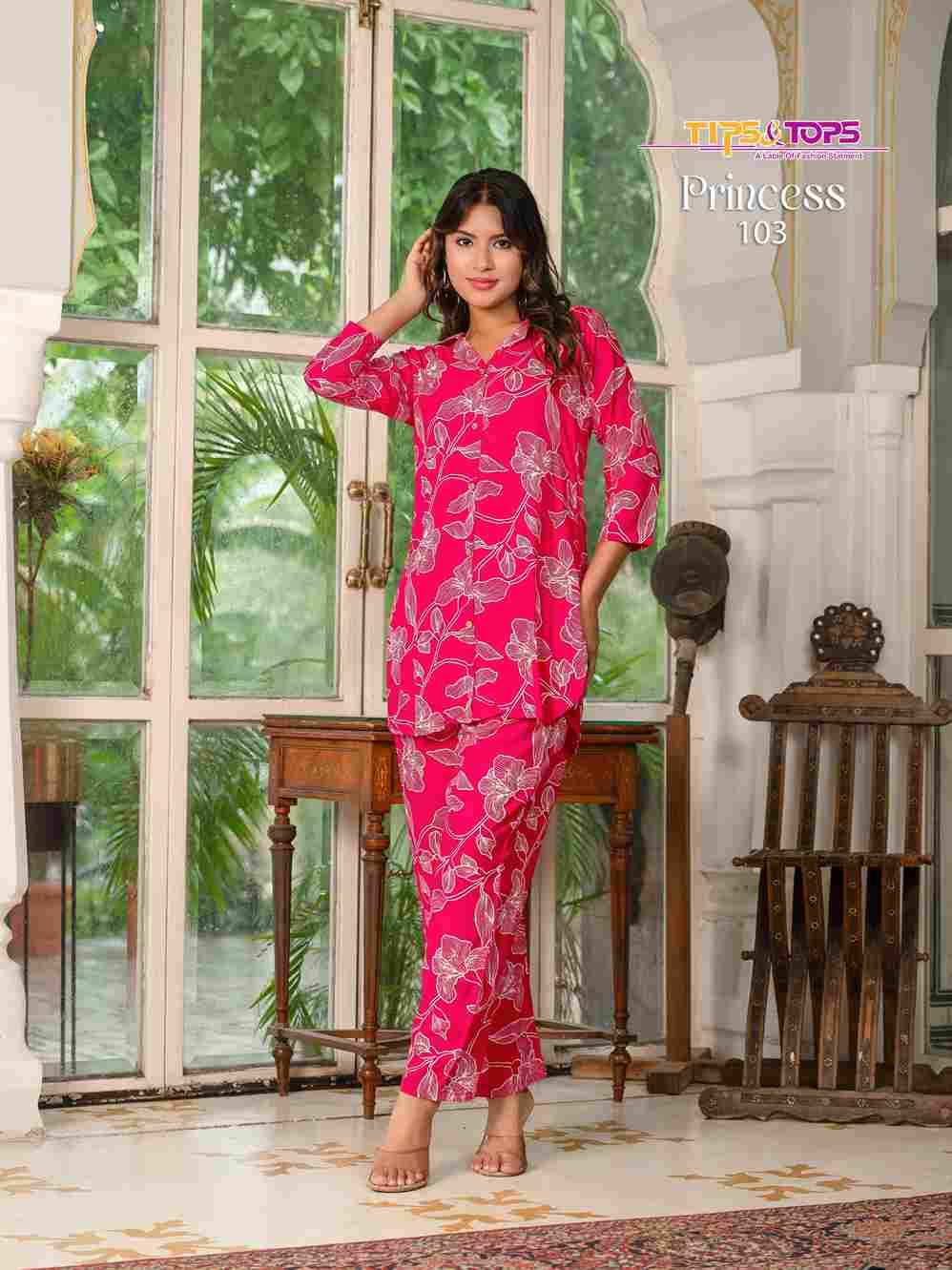 Princess By Tips And Tops 101 To 106 Series Designer Stylish Fancy Colorful Beautiful Party Wear & Ethnic Wear Collection Heavy Rayon Co-Ord At Wholesale Price