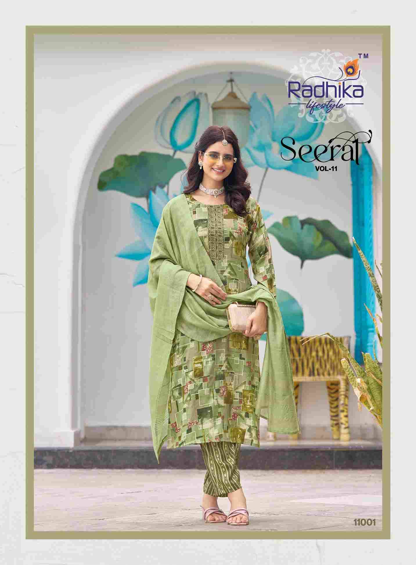 Seerat Vol-11 By Radhika Lifestyle 11001 To 11008 Series Designer Stylish Fancy Colorful Beautiful Party Wear & Ethnic Wear Collection Rayon Foil Print Dresses At Wholesale Price