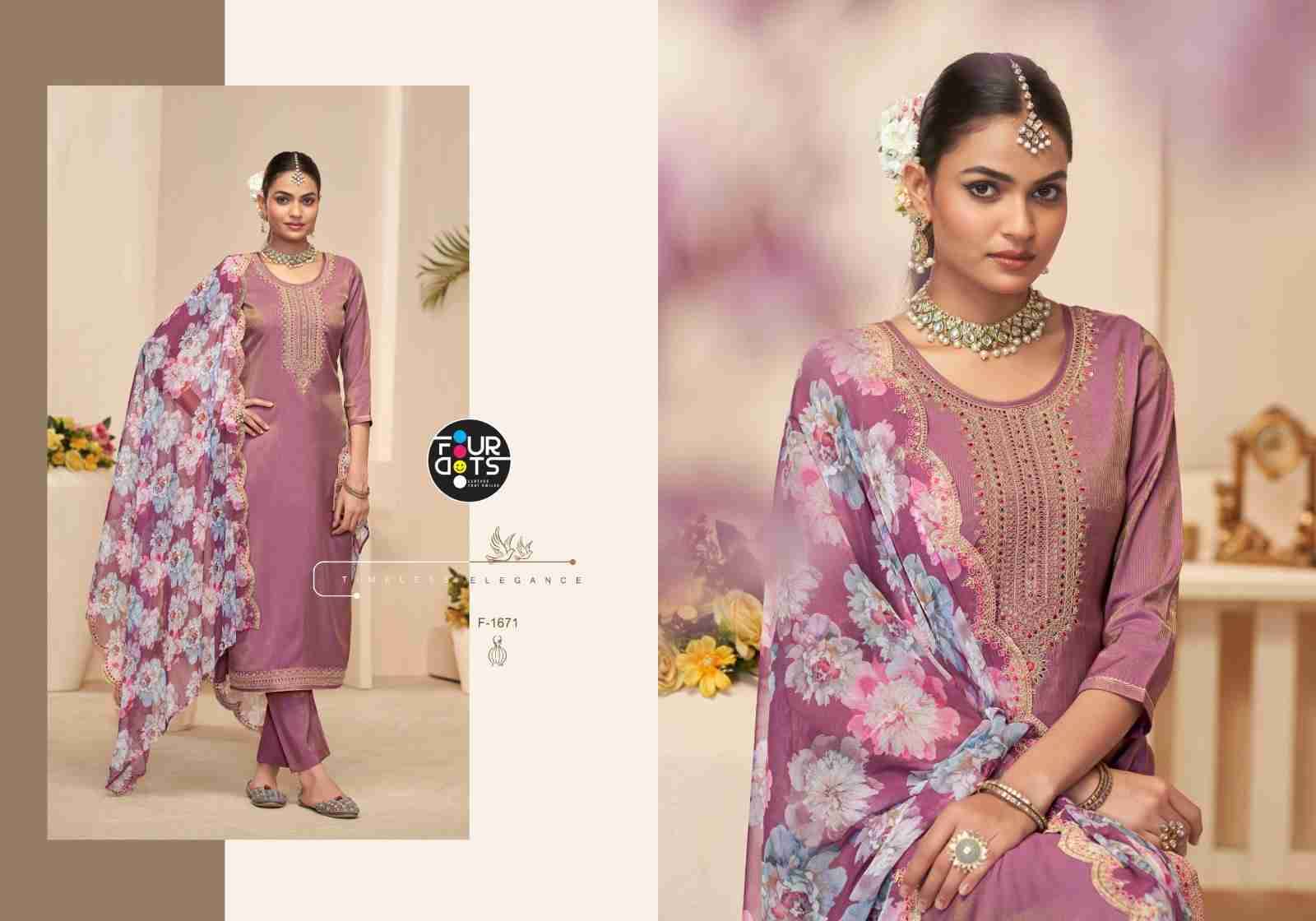 Mouni By Four Dots 1671 To 1674 Series Designer Stylish Fancy Colorful Beautiful Party Wear & Ethnic Wear Collection Premium Simmer Dresses At Wholesale Price