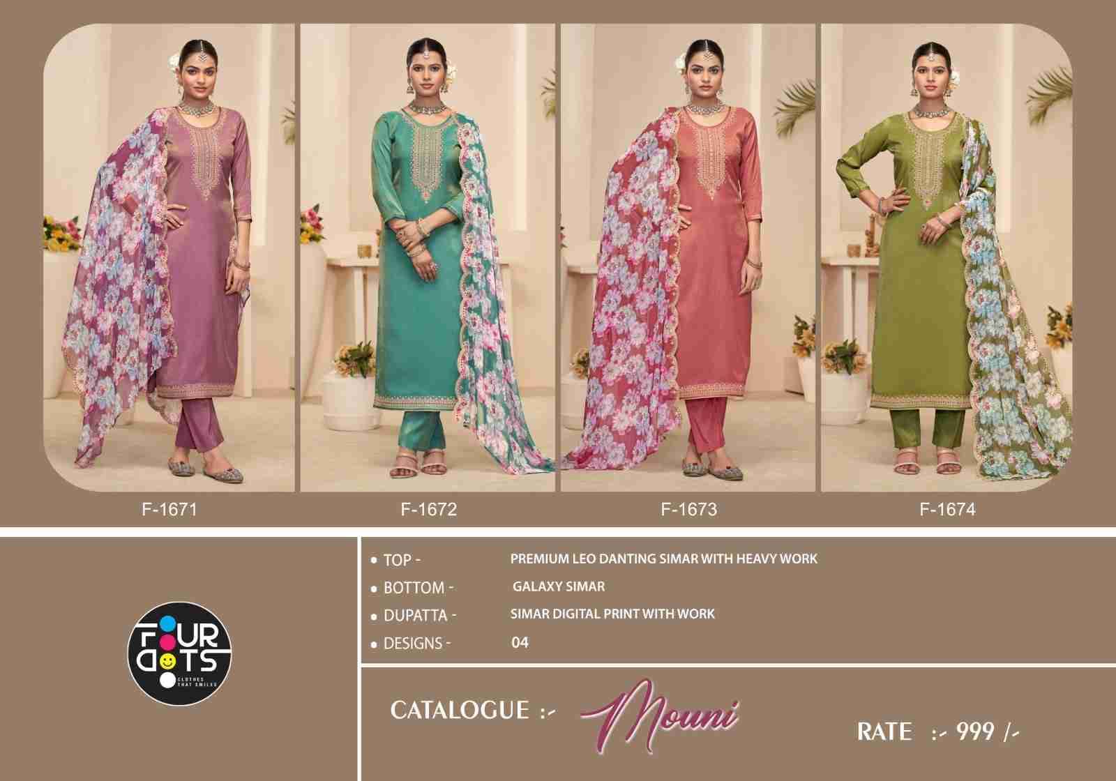 Mouni By Four Dots 1671 To 1674 Series Designer Stylish Fancy Colorful Beautiful Party Wear & Ethnic Wear Collection Premium Simmer Dresses At Wholesale Price