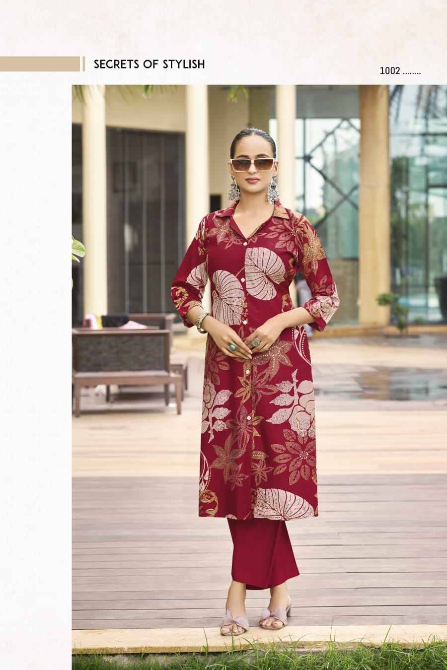 Rosy By Ossm 1001 To 1006 Series Designer Stylish Fancy Colorful Beautiful Party Wear & Ethnic Wear Collection Vatican Print Kurtis With Bottom At Wholesale Price
