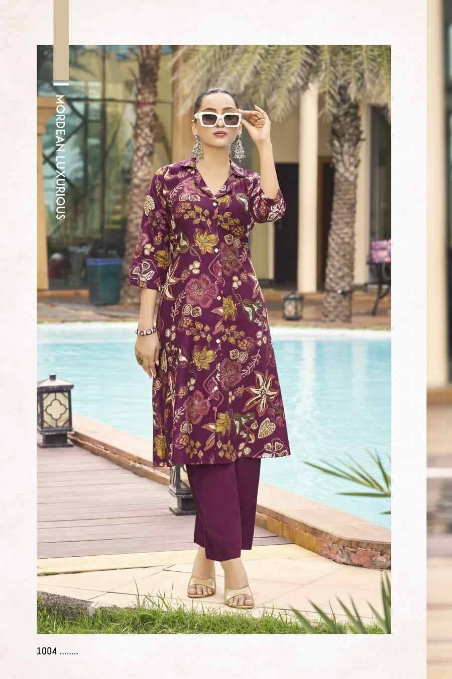 Rosy By Ossm 1001 To 1006 Series Designer Stylish Fancy Colorful Beautiful Party Wear & Ethnic Wear Collection Vatican Print Kurtis With Bottom At Wholesale Price