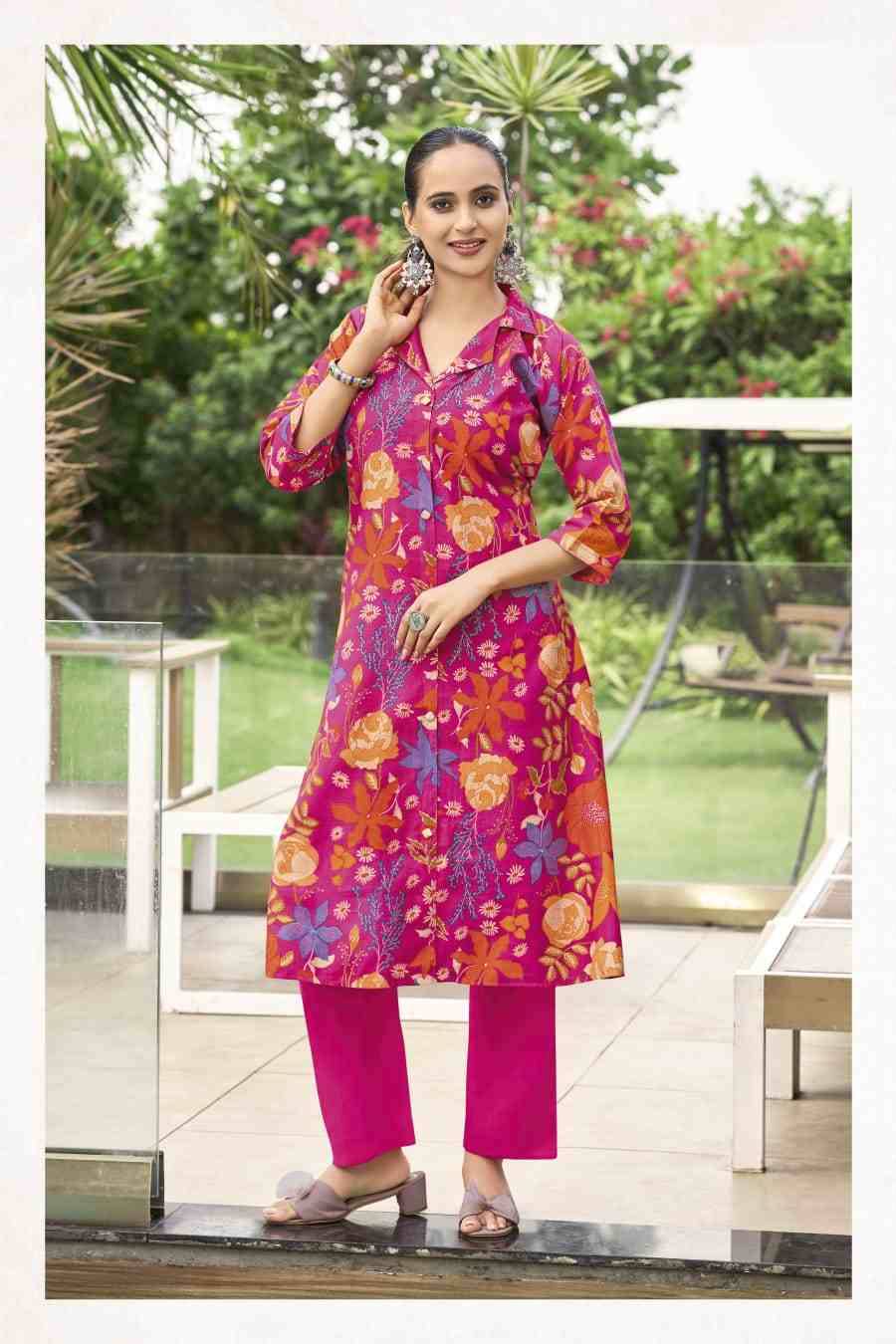 Rosy By Ossm 1001 To 1006 Series Designer Stylish Fancy Colorful Beautiful Party Wear & Ethnic Wear Collection Vatican Print Kurtis With Bottom At Wholesale Price