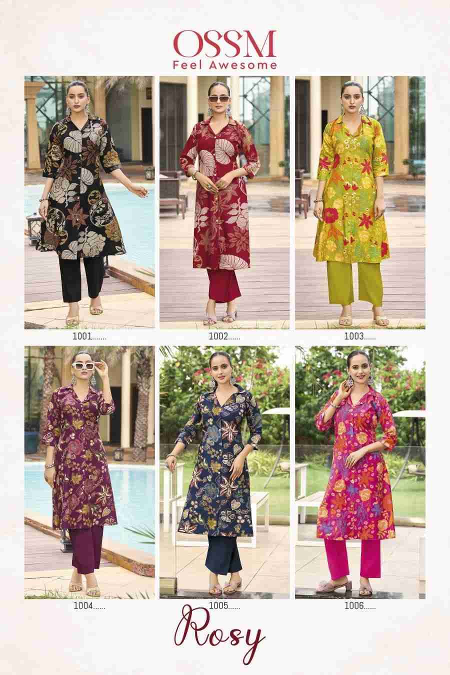 Rosy By Ossm 1001 To 1006 Series Designer Stylish Fancy Colorful Beautiful Party Wear & Ethnic Wear Collection Vatican Print Kurtis With Bottom At Wholesale Price