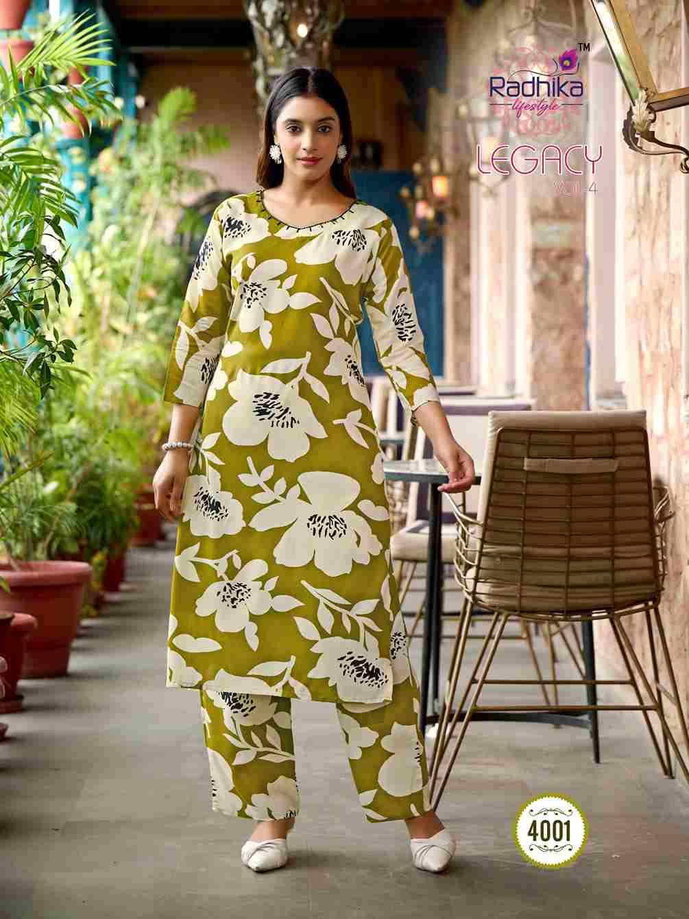 Legacy Vol-4 By Radhika Lifestyle 4001 To 4008 Series Designer Stylish Fancy Colorful Beautiful Party Wear & Ethnic Wear Collection Heavy Rayon Co-Ord At Wholesale Price
