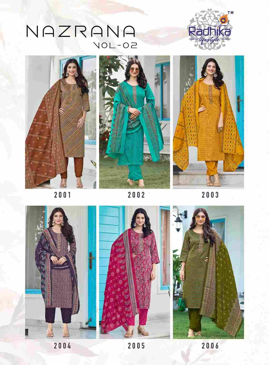 Nazrana Vol-2 By Radhika Lifestyle 2001 To 2006 Series Beautiful Festive Suits Colorful Stylish Fancy Casual Wear & Ethnic Wear Jam Satin Dresses At Wholesale Price