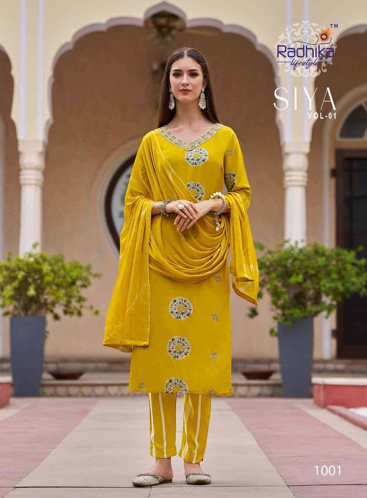Siya Vol-1 By Radhika Lifestyle 1001 To 1008 Series Beautiful Festive Suits Colorful Stylish Fancy Casual Wear & Ethnic Wear Heavy Rayon Dresses At Wholesale Price