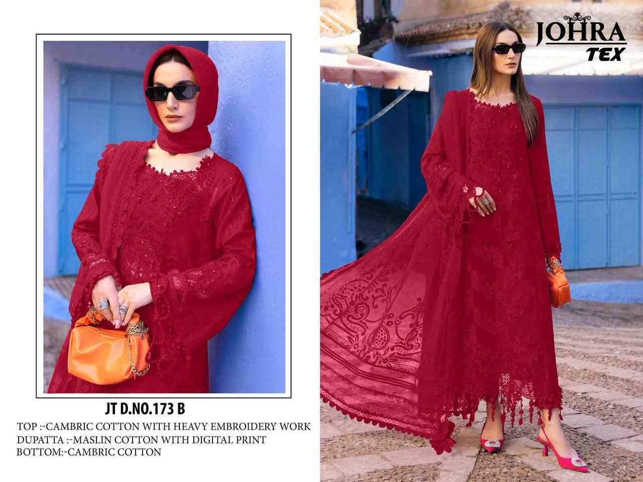 Johra Hit Design 173 Colours By Johra Tex 173-B To 173-C Series Beautiful Pakistani Suits Colorful Stylish Fancy Casual Wear & Ethnic Wear Cambric Cotton Embroidered Dresses At Wholesale Price