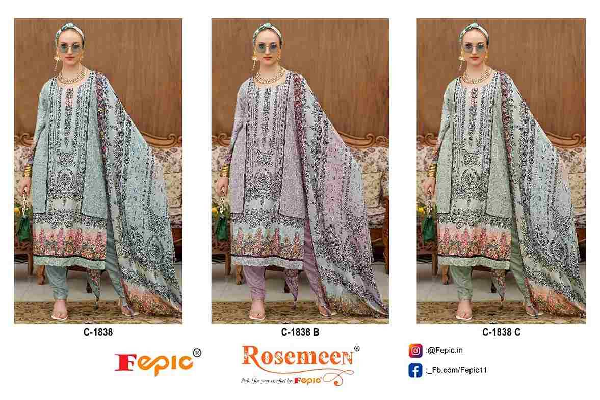 Fepic 1838 Colours By Fepic 1838-A To 1838-C Series Beautiful Pakistani Suits Colorful Stylish Fancy Casual Wear & Ethnic Wear Muslin Digital Print Dresses At Wholesale Price