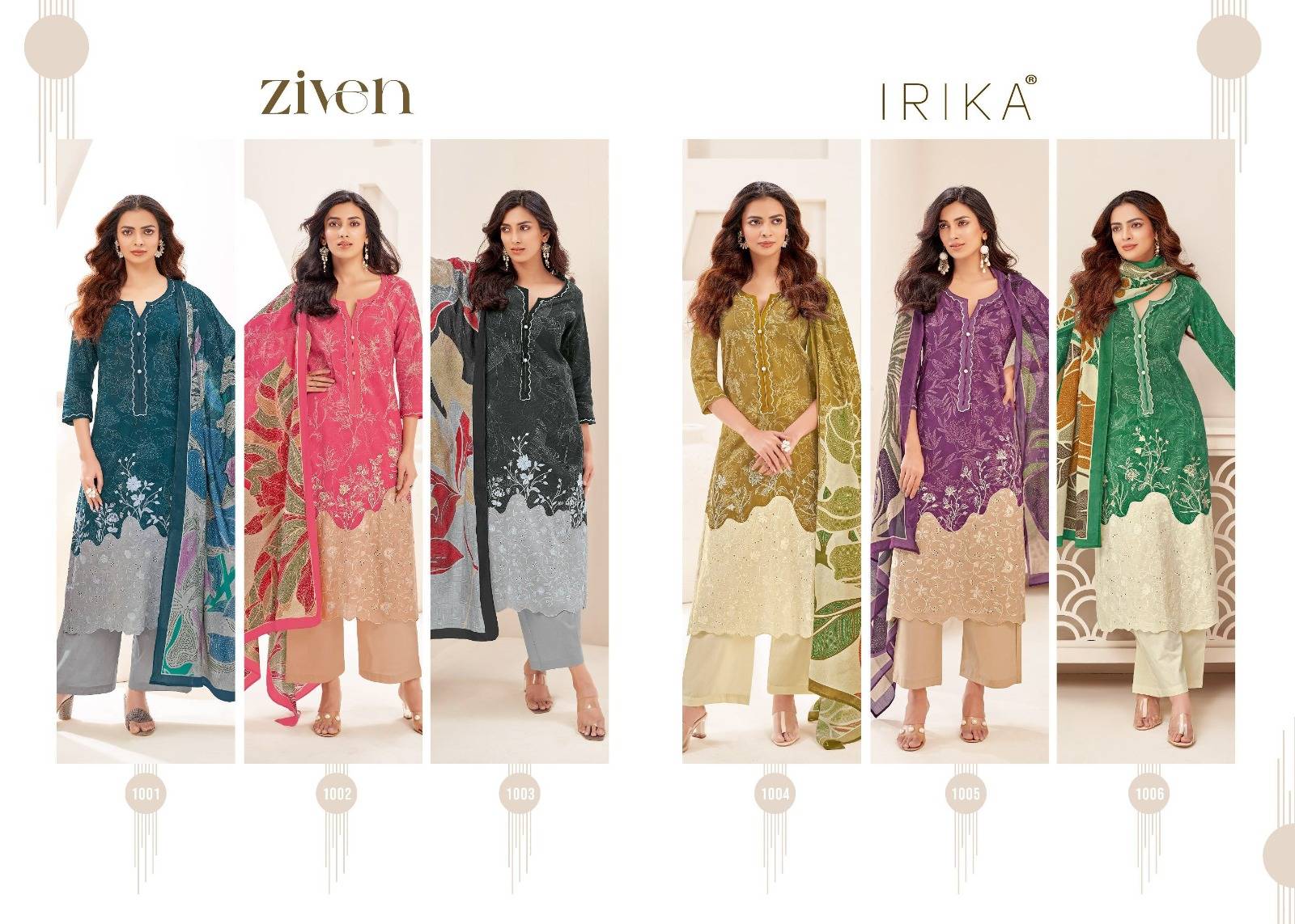 Ziven By Irika 1001 To 1006 Series Designer Stylish Fancy Colorful Beautiful Party Wear & Ethnic Wear Collection Cambric Cotton Dresses At Wholesale Price