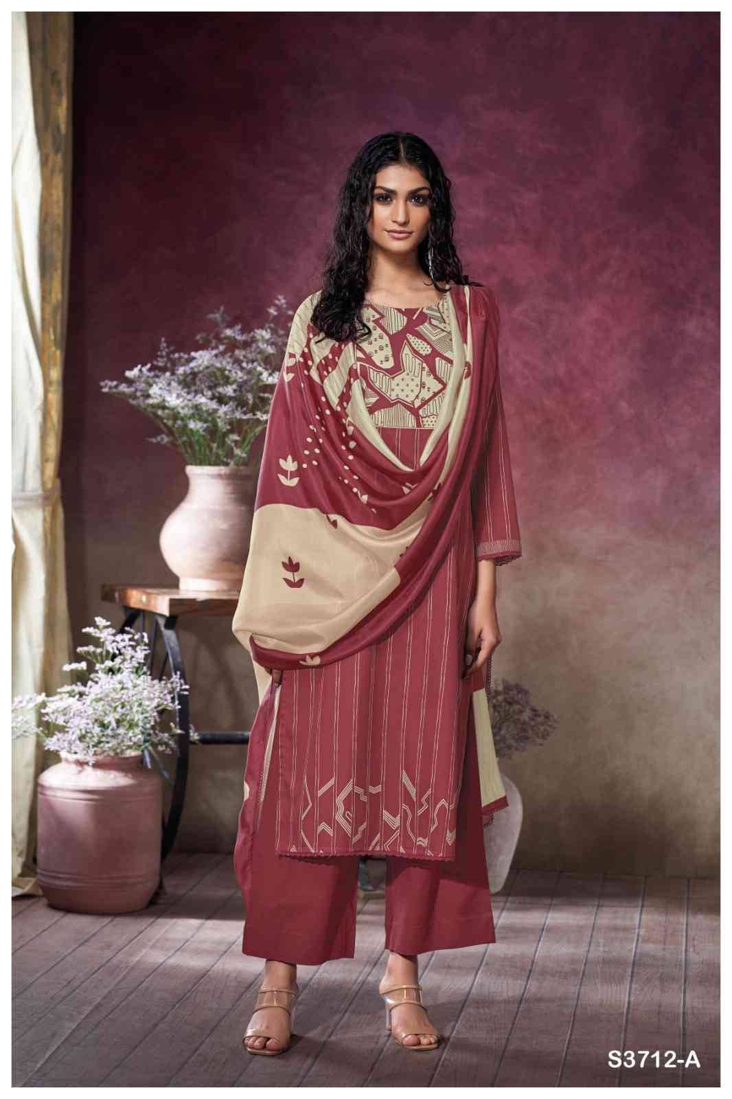 Kessira-3712 By Ganga Fashion 3712-A To 3712-D Series Beautiful Festive Suits Colorful Stylish Fancy Casual Wear & Ethnic Wear Pure Cotton Satin Dresses At Wholesale Price