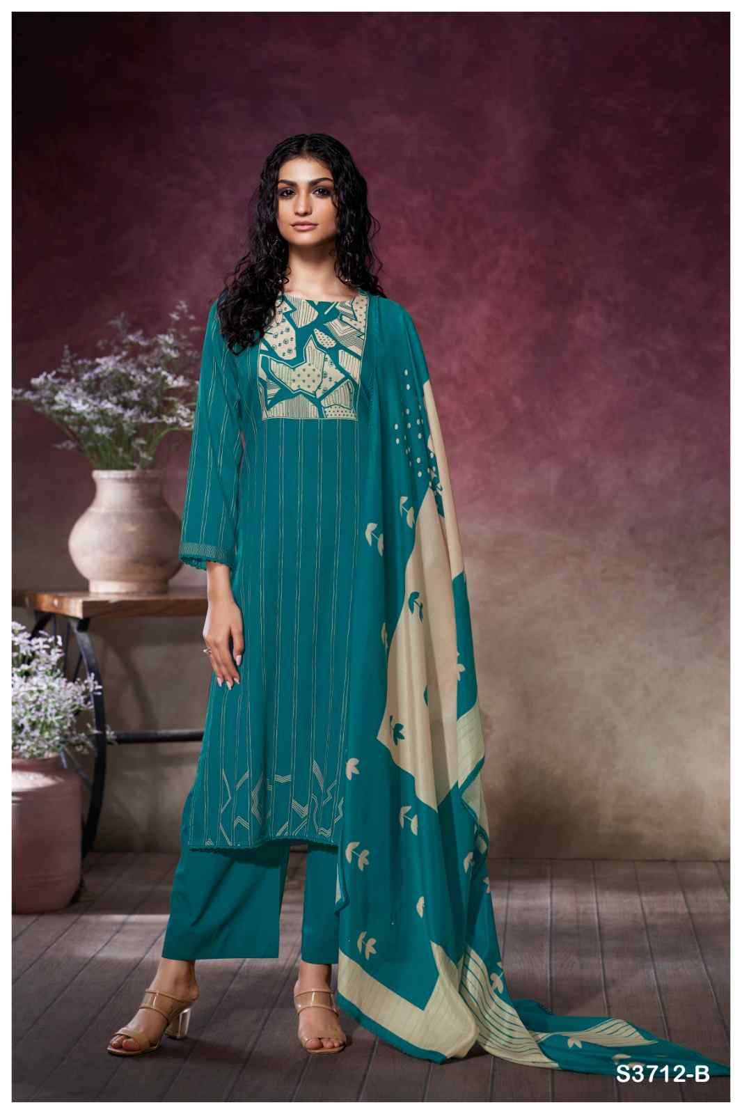 Kessira-3712 By Ganga Fashion 3712-A To 3712-D Series Beautiful Festive Suits Colorful Stylish Fancy Casual Wear & Ethnic Wear Pure Cotton Satin Dresses At Wholesale Price