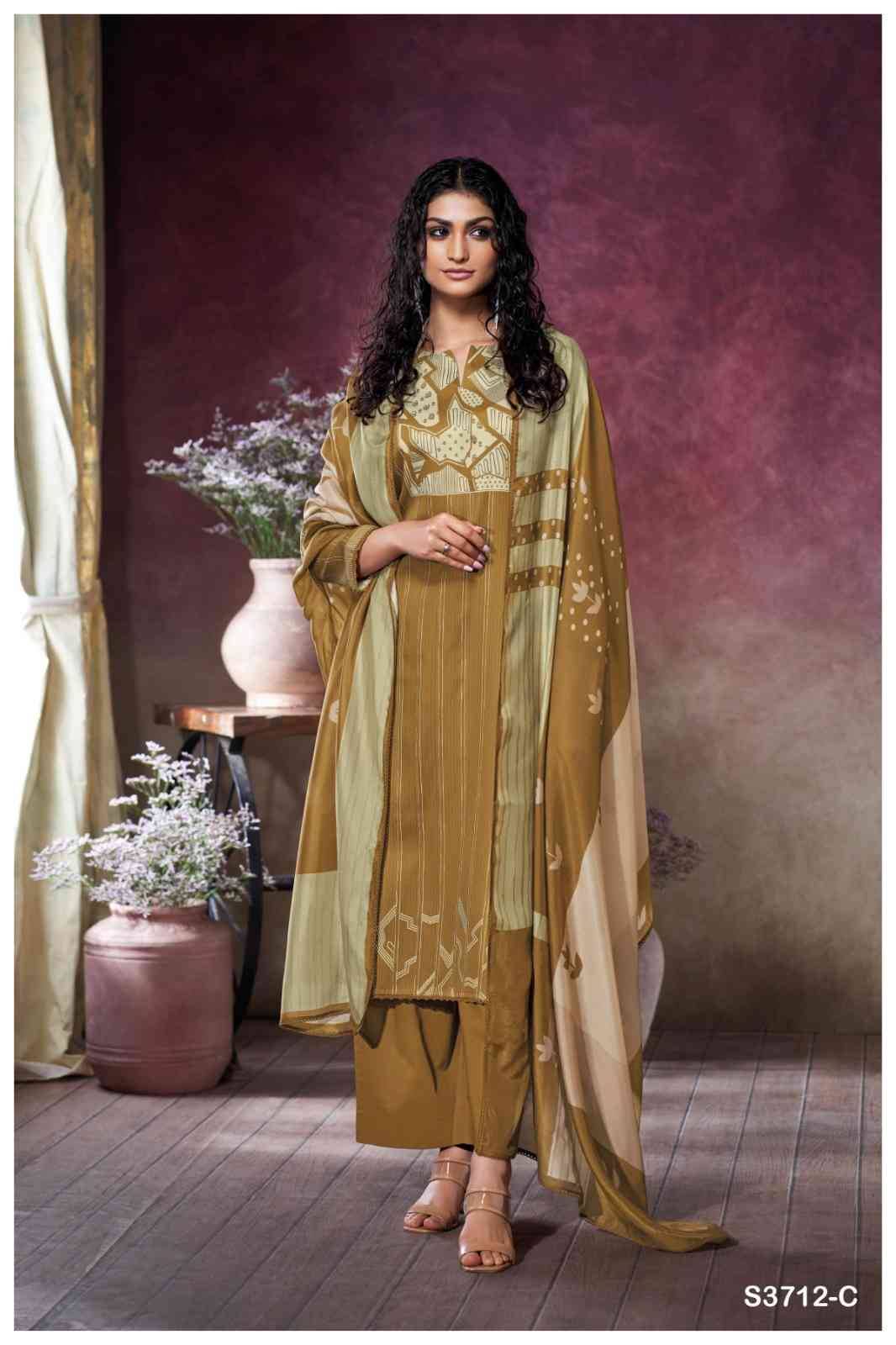 Kessira-3712 By Ganga Fashion 3712-A To 3712-D Series Beautiful Festive Suits Colorful Stylish Fancy Casual Wear & Ethnic Wear Pure Cotton Satin Dresses At Wholesale Price