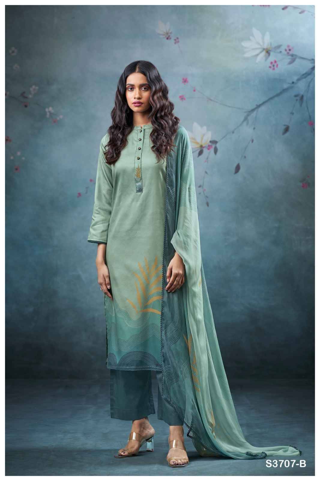 Vrinda-3707 By Ganga Fashion 3707-A To 3707-D Series Beautiful Festive Suits Colorful Stylish Fancy Casual Wear & Ethnic Wear Pure Cotton Satin Dresses At Wholesale Price