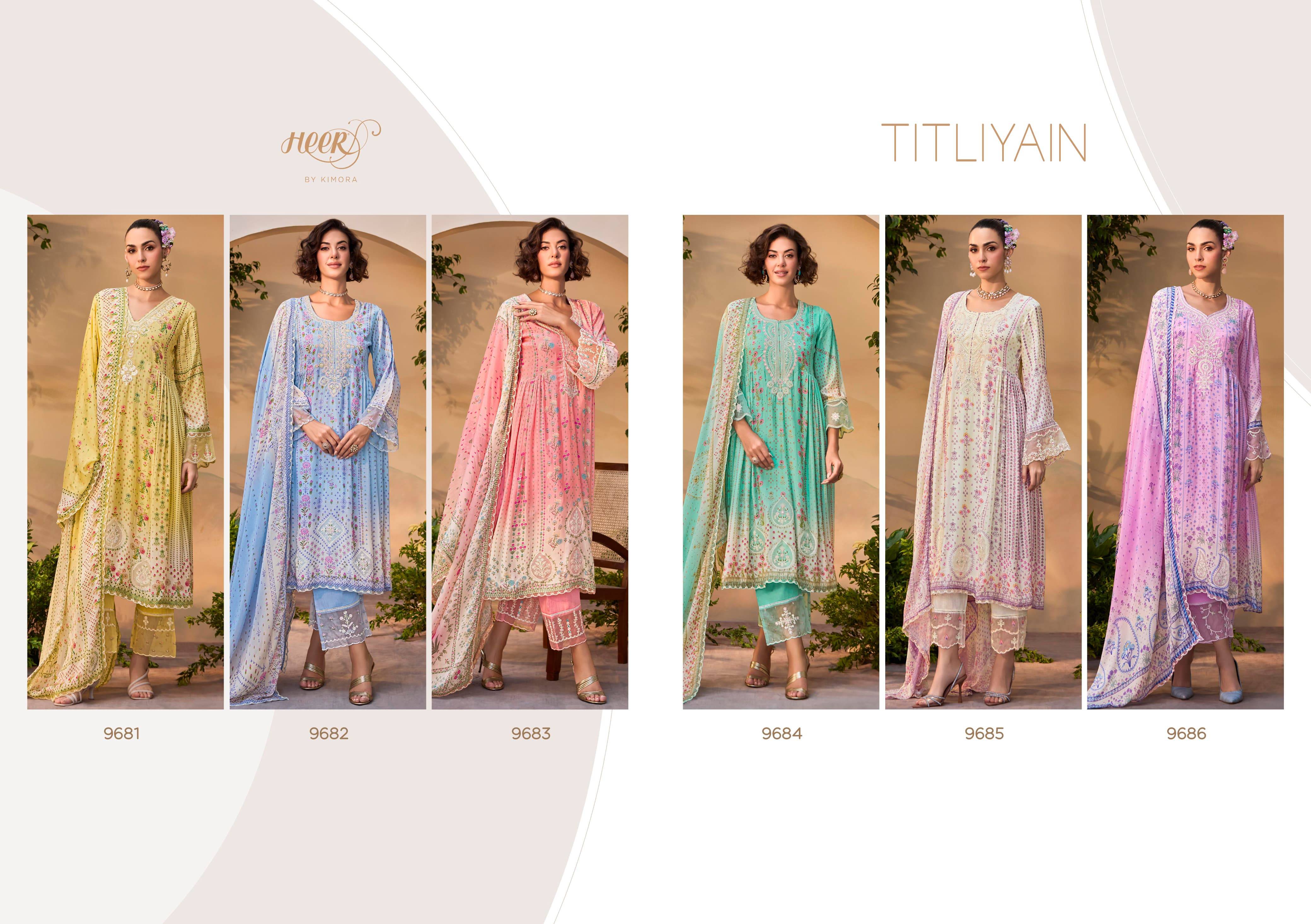 Titliyain By Kimora Fashion 9681 To 9686 Series Designer Festive Suits Collection Beautiful Stylish Fancy Colorful Party Wear & Occasional Wear Pure Muslin Dresses At Wholesale Price