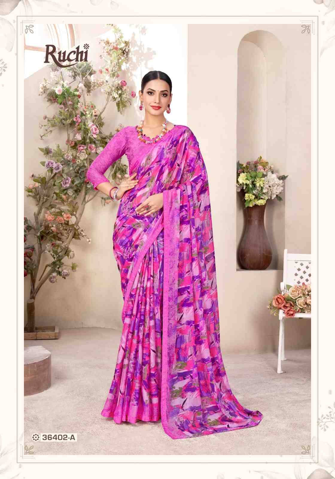 Vanilla Vol-13 By Ruchi Sarees 38401-A To 38403-D Series Indian Traditional Wear Collection Beautiful Stylish Fancy Colorful Party Wear & Occasional Wear Chiffon Sarees At Wholesale Price