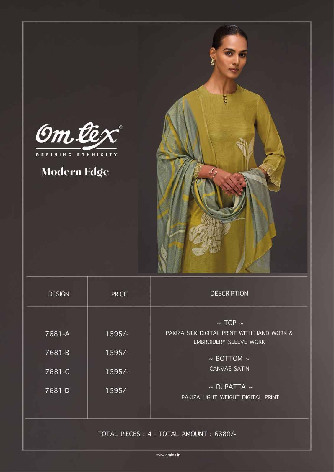 Modern Edge By Om Tex 7681-A To 7681-D Series Beautiful Suits Stylish Fancy Colorful Party Wear & Ethnic Wear Silk Dresses At Wholesale Price