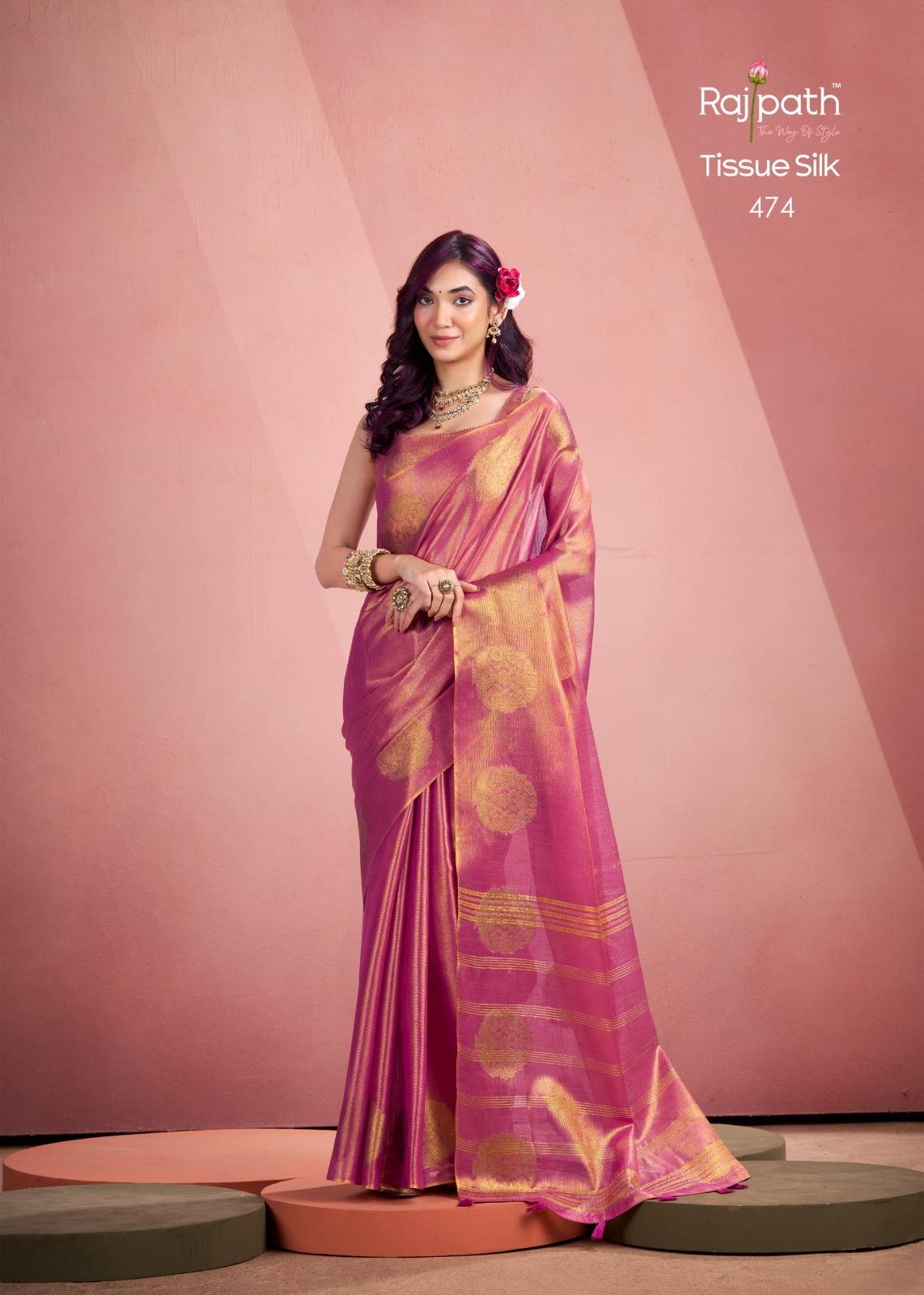 Mini Silk By Rajpath 474 To 479 Series Indian Traditional Wear Collection Beautiful Stylish Fancy Colorful Party Wear & Occasional Wear Tissue Sarees At Wholesale Price