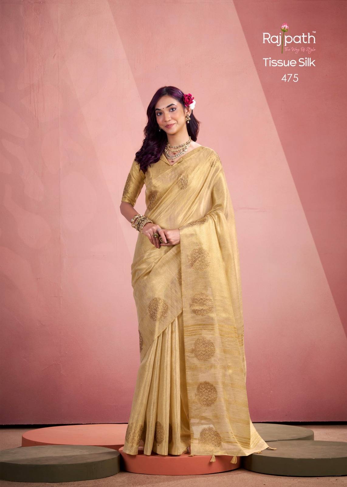 Mini Silk By Rajpath 474 To 479 Series Indian Traditional Wear Collection Beautiful Stylish Fancy Colorful Party Wear & Occasional Wear Tissue Sarees At Wholesale Price