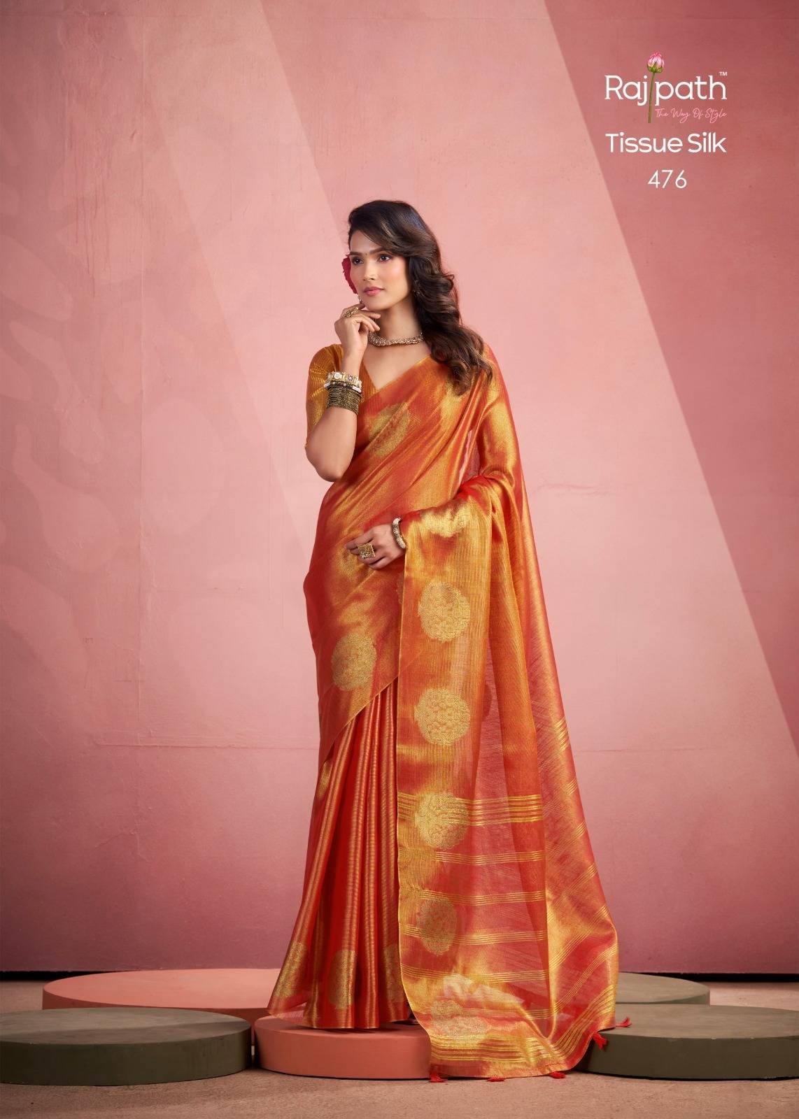 Mini Silk By Rajpath 474 To 479 Series Indian Traditional Wear Collection Beautiful Stylish Fancy Colorful Party Wear & Occasional Wear Tissue Sarees At Wholesale Price