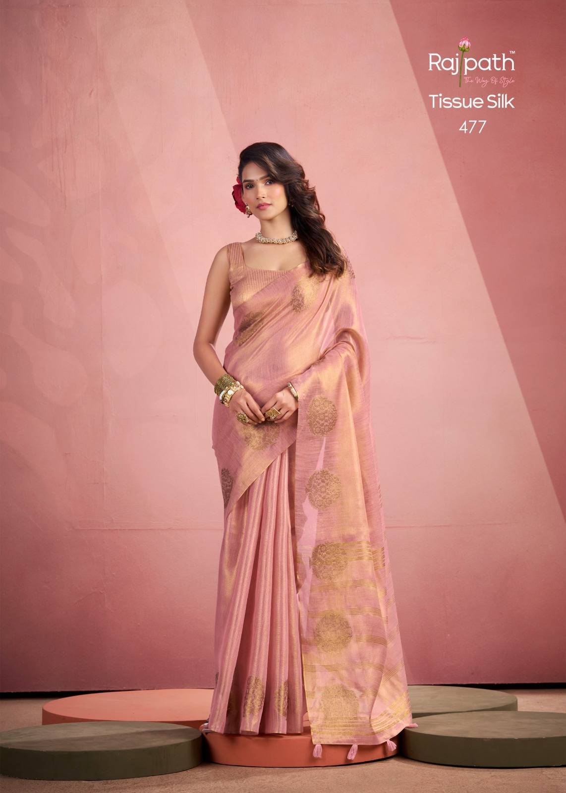 Mini Silk By Rajpath 474 To 479 Series Indian Traditional Wear Collection Beautiful Stylish Fancy Colorful Party Wear & Occasional Wear Tissue Sarees At Wholesale Price