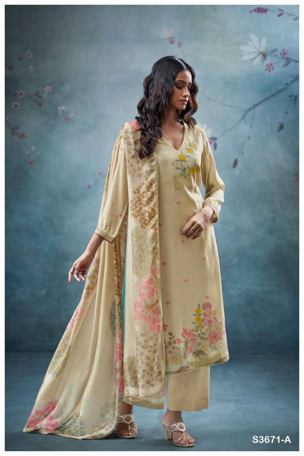 Sitara-3671 By Ganga Fashion 3671-A To 3671-D Series Beautiful Festive Suits Colorful Stylish Fancy Casual Wear & Ethnic Wear Pure Viscose Muslin Silk Dresses At Wholesale Price