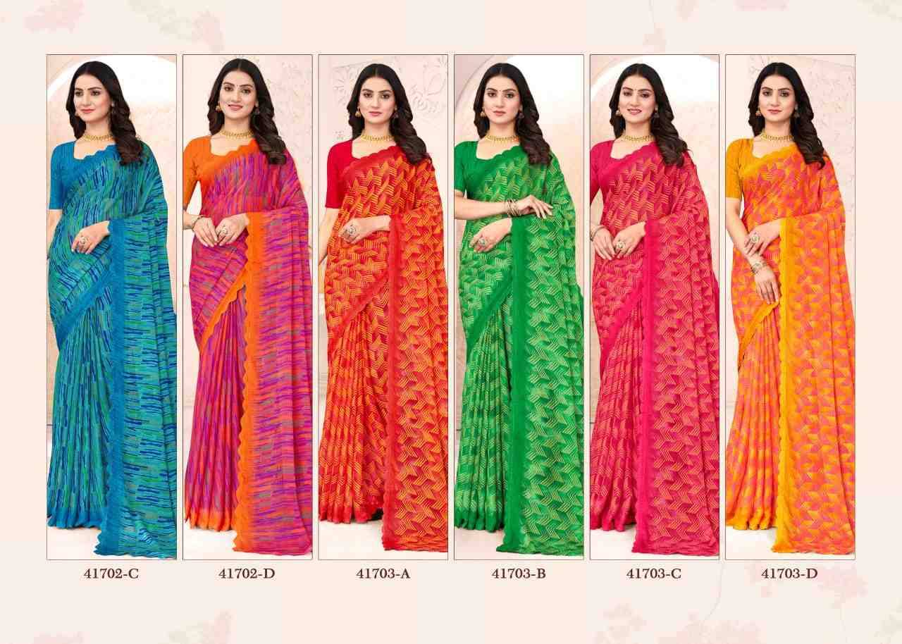 Savera Vol-12 By Ruchi Sarees 41701-A To 41703-D Series Indian Traditional Wear Collection Beautiful Stylish Fancy Colorful Party Wear & Occasional Wear Chiffon Sarees At Wholesale Price