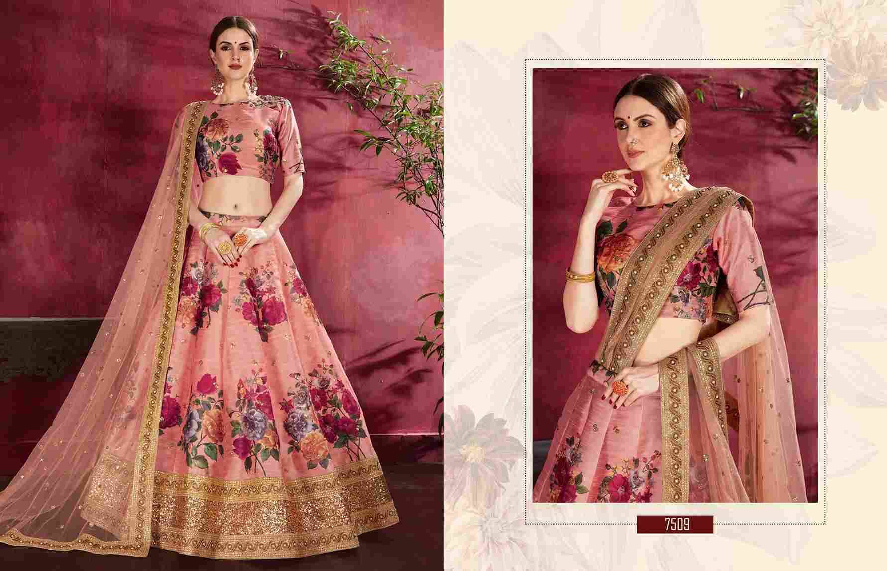 Carnations By Zeel Clothing 7501 To 7511 Series Indian Traditional Beautiful Stylish Designer Banarasi Silk Jacquard Embroidered Party Wear Bangalori Silk Lehengas At Wholesale Price