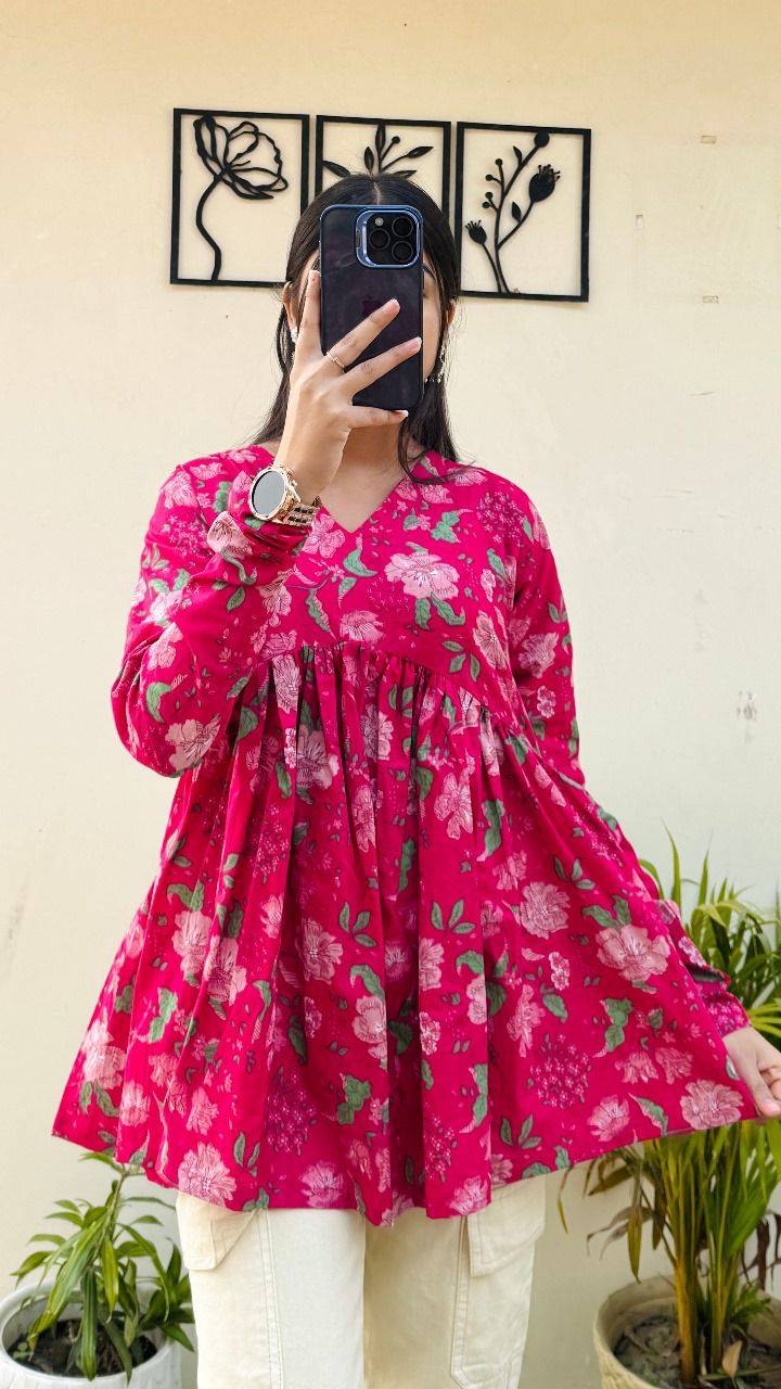 Peplum By Kaamiri 01 To 06 Series Designer Stylish Fancy Colorful Beautiful Party Wear & Ethnic Wear Collection Cotton Printed Tops At Wholesale Price