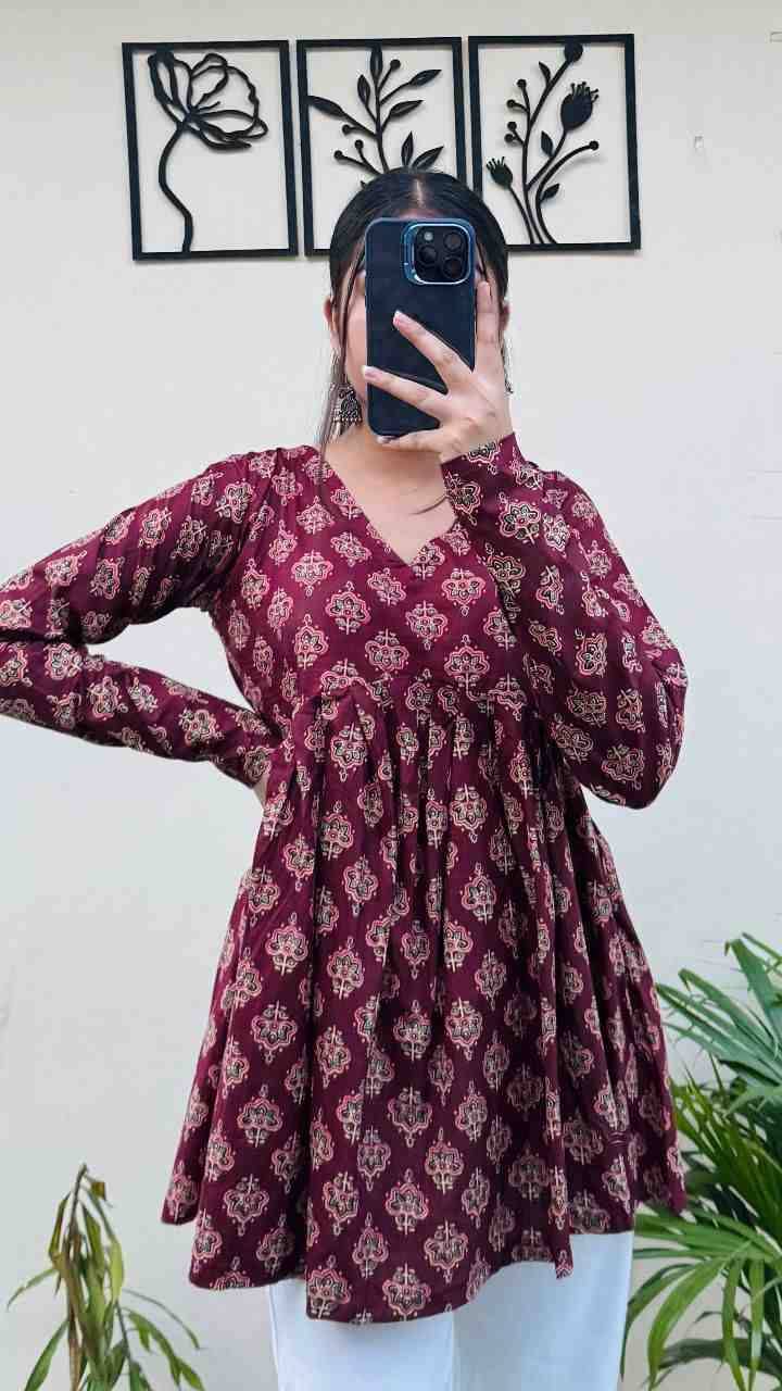Peplum By Kaamiri 01 To 06 Series Designer Stylish Fancy Colorful Beautiful Party Wear & Ethnic Wear Collection Cotton Printed Tops At Wholesale Price