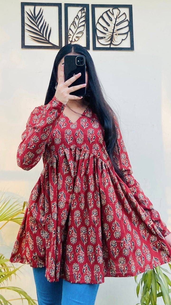 Peplum By Kaamiri 01 To 06 Series Designer Stylish Fancy Colorful Beautiful Party Wear & Ethnic Wear Collection Cotton Printed Tops At Wholesale Price