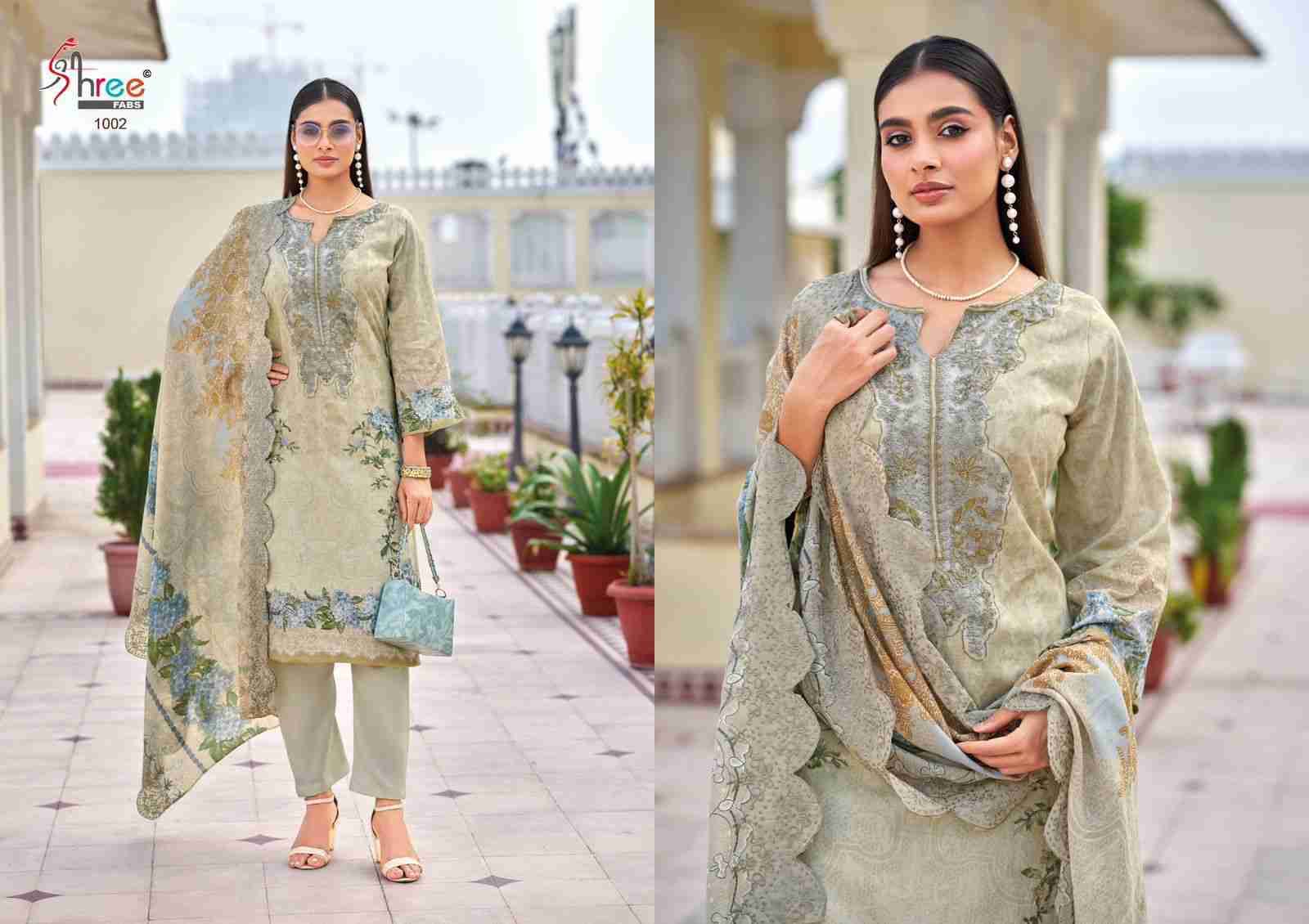 Needle Wonder Premium Lawn By Shree Fabs 1001 To 1007 Series Designer Pakistani Suits Beautiful Fancy Stylish Colorful Party Wear & Occasional Wear Pure Cotton With Embroidery Dresses At Wholesale Price
