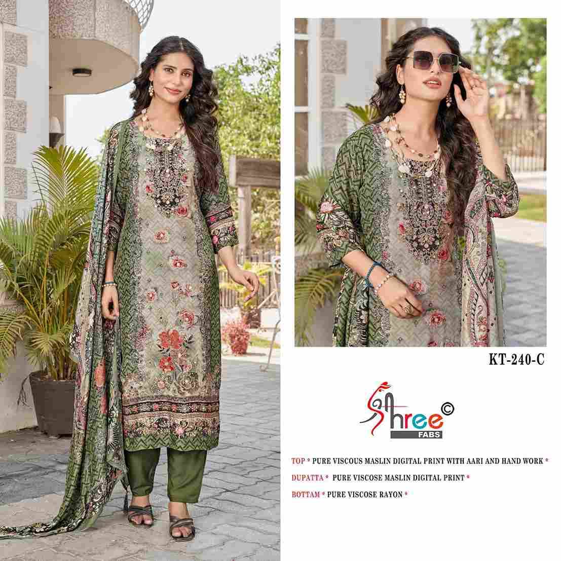 Shree Fabs Hit Design KT-240 Colours By Shree Fabs KT-240 To KT-240-C Series Designer Pakistani Suits Beautiful Fancy Stylish Colorful Party Wear & Occasional Wear Pure Viscose Muslin Embroidery Dresses At Wholesale Price
