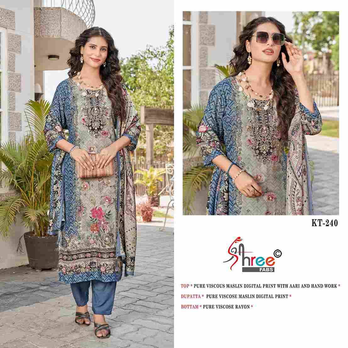 Shree Fabs Hit Design KT-240 Colours By Shree Fabs KT-240 To KT-240-C Series Designer Pakistani Suits Beautiful Fancy Stylish Colorful Party Wear & Occasional Wear Pure Viscose Muslin Embroidery Dresses At Wholesale Price