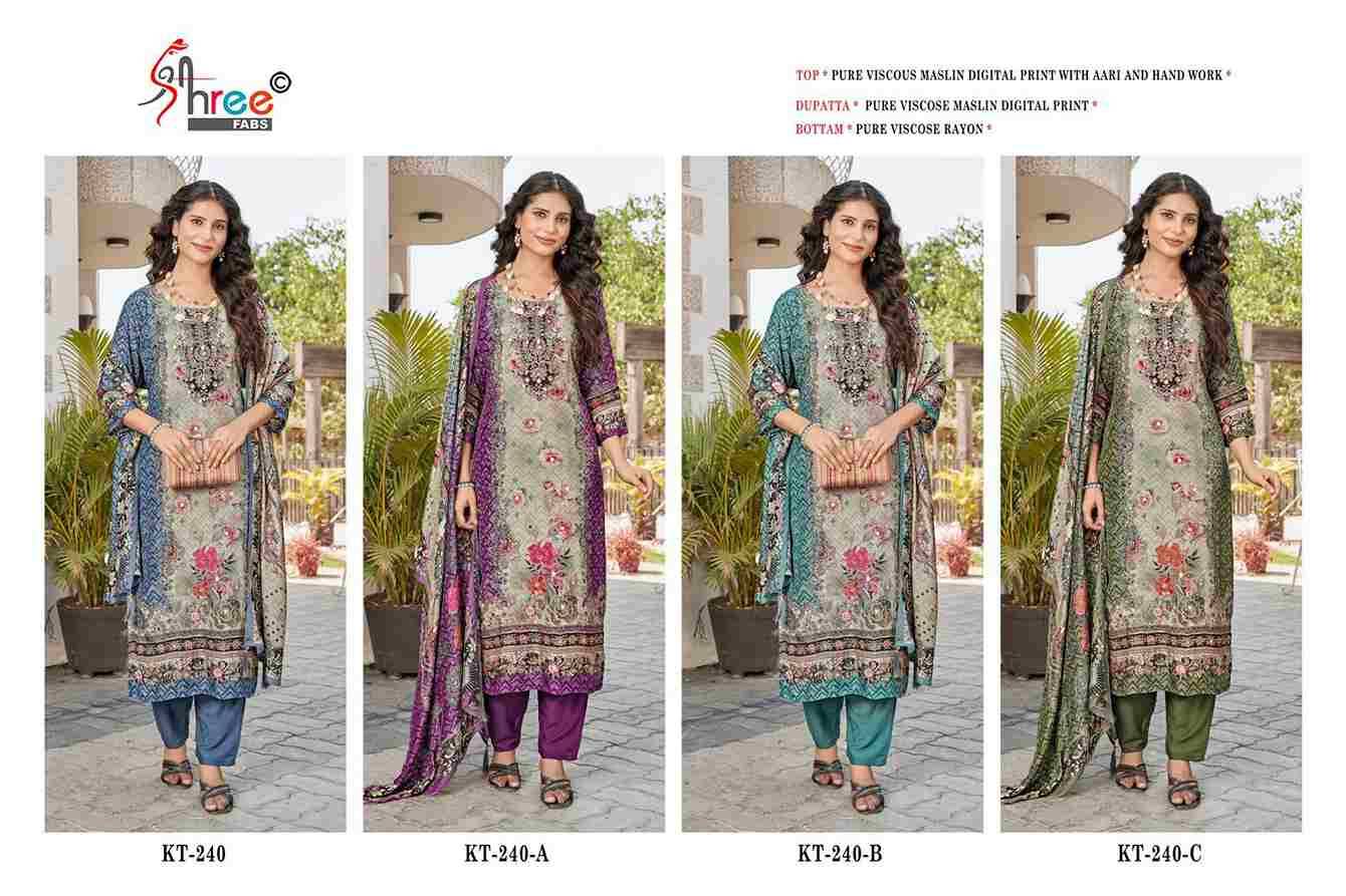 Shree Fabs Hit Design KT-240 Colours By Shree Fabs KT-240 To KT-240-C Series Designer Pakistani Suits Beautiful Fancy Stylish Colorful Party Wear & Occasional Wear Pure Viscose Muslin Embroidery Dresses At Wholesale Price