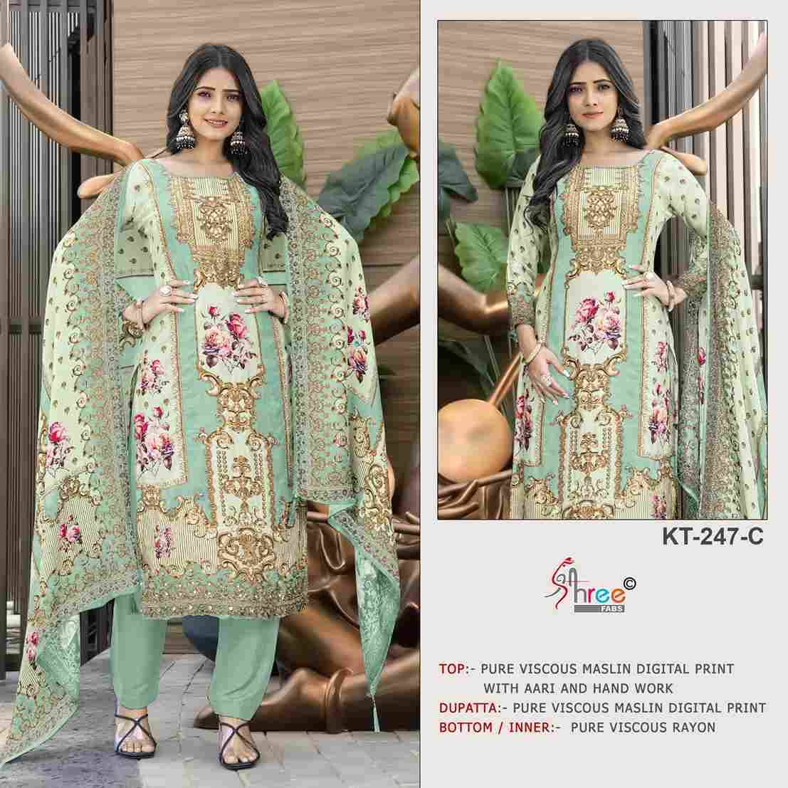 Shree Fabs Hit Design KT-247 Colours By Shree Fabs KT-247-A To KT-247-D Series Designer Pakistani Suits Beautiful Fancy Stylish Colorful Party Wear & Occasional Wear Pure Viscose Muslin Embroidery Dresses At Wholesale Price