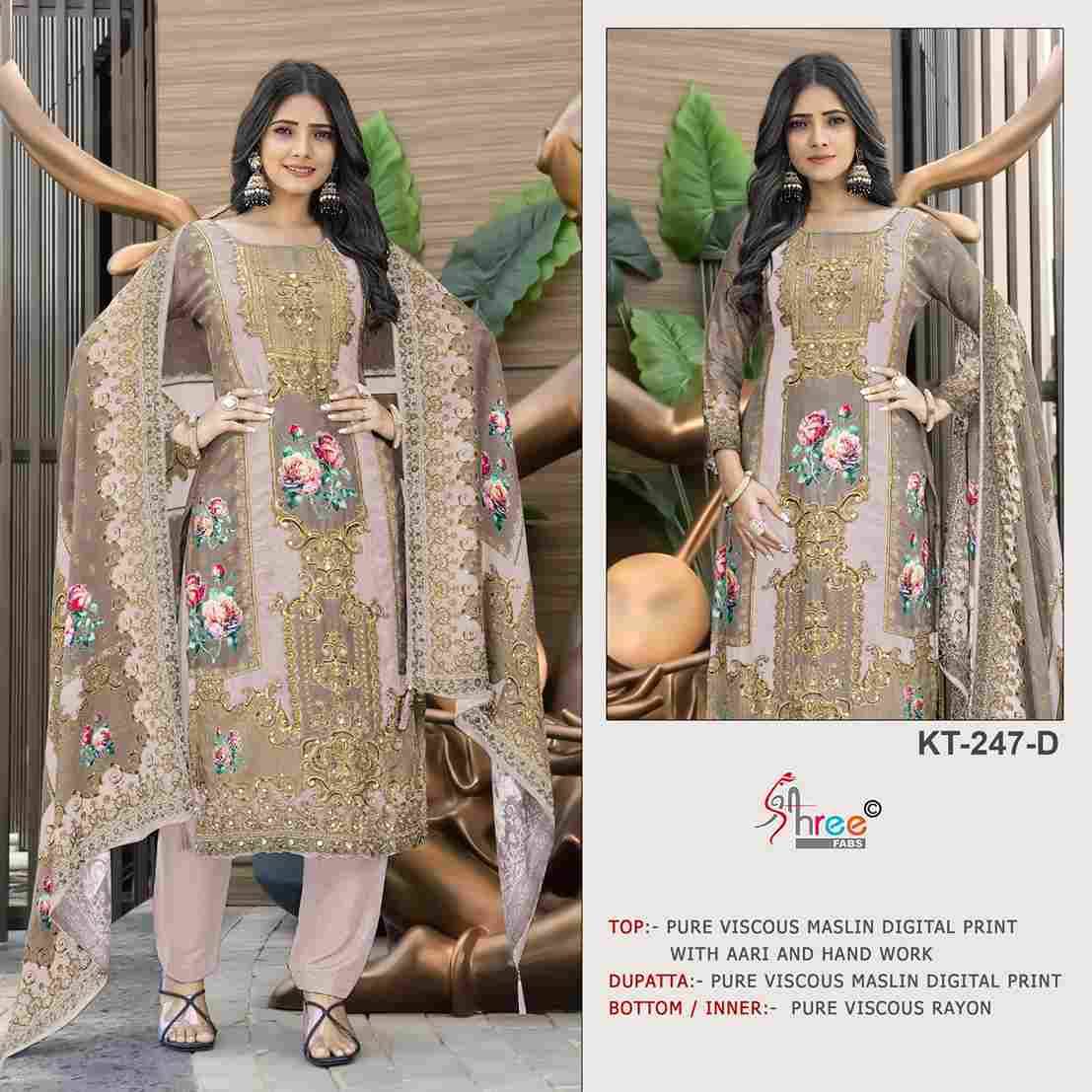 Shree Fabs Hit Design KT-247 Colours By Shree Fabs KT-247-A To KT-247-D Series Designer Pakistani Suits Beautiful Fancy Stylish Colorful Party Wear & Occasional Wear Pure Viscose Muslin Embroidery Dresses At Wholesale Price