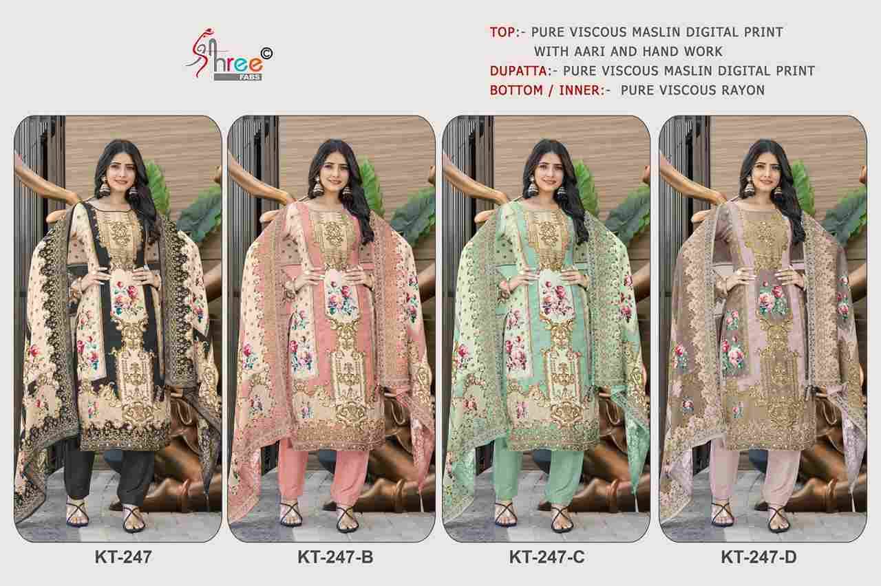 Shree Fabs Hit Design KT-247 Colours By Shree Fabs KT-247-A To KT-247-D Series Designer Pakistani Suits Beautiful Fancy Stylish Colorful Party Wear & Occasional Wear Pure Viscose Muslin Embroidery Dresses At Wholesale Price