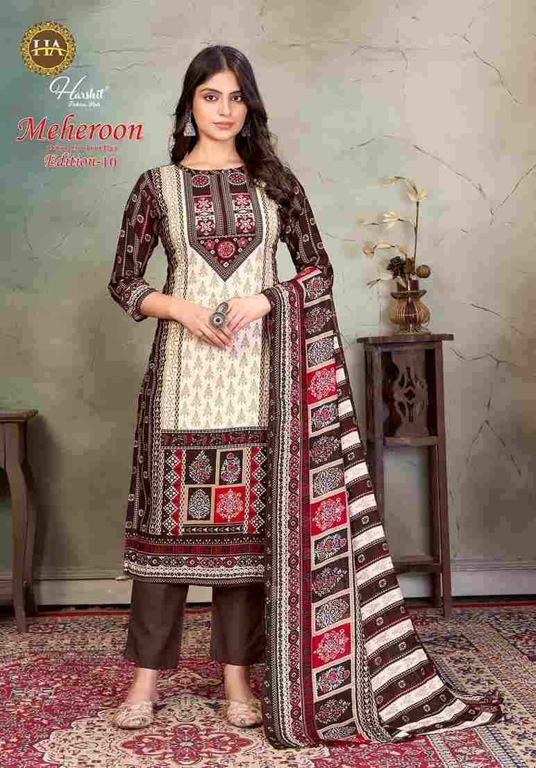 Meheroon Vol-10 By Harshit Fashion Hub 2527-27-01 To 2527-27-06 Series Beautiful Suits Colorful Stylish Fancy Casual Wear & Ethnic Wear Pure Viscose Rayon Print Dresses At Wholesale Price