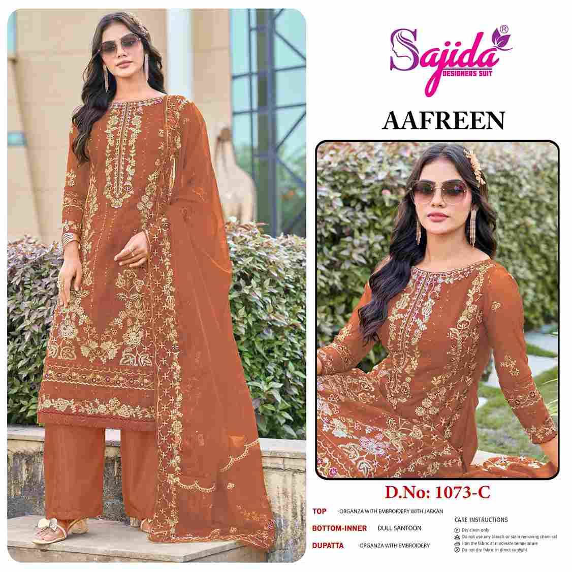 Aafreen By Sajida Designer Suits 1073-A To 1073-D Series Beautiful Pakistani Suits Colorful Stylish Fancy Casual Wear & Ethnic Wear Organza Embroidered Dresses At Wholesale Price