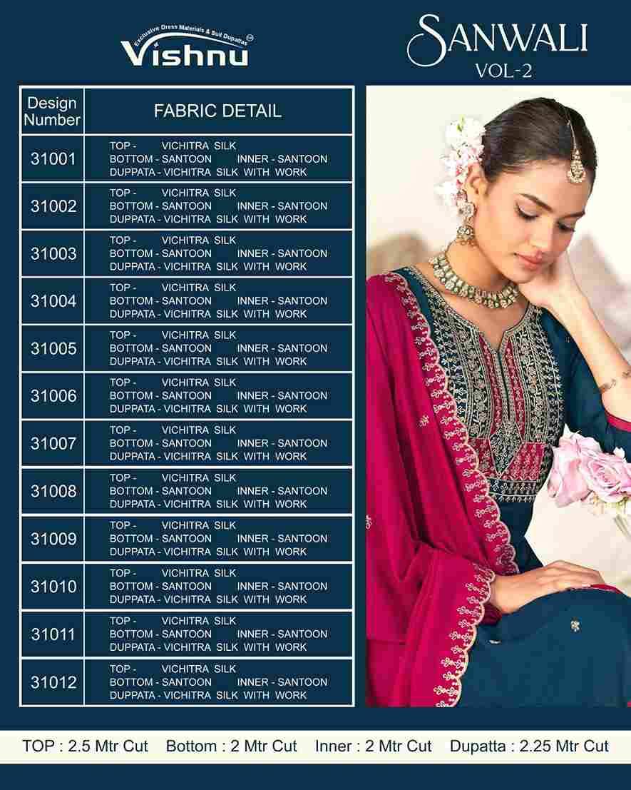 Sanwali Vol-2 By Vishnu 31001 To 31012 Series Beautiful Stylish Festive Suits Fancy Colorful Casual Wear & Ethnic Wear & Ready To Wear Vichitra Silk Print Dresses At Wholesale Price