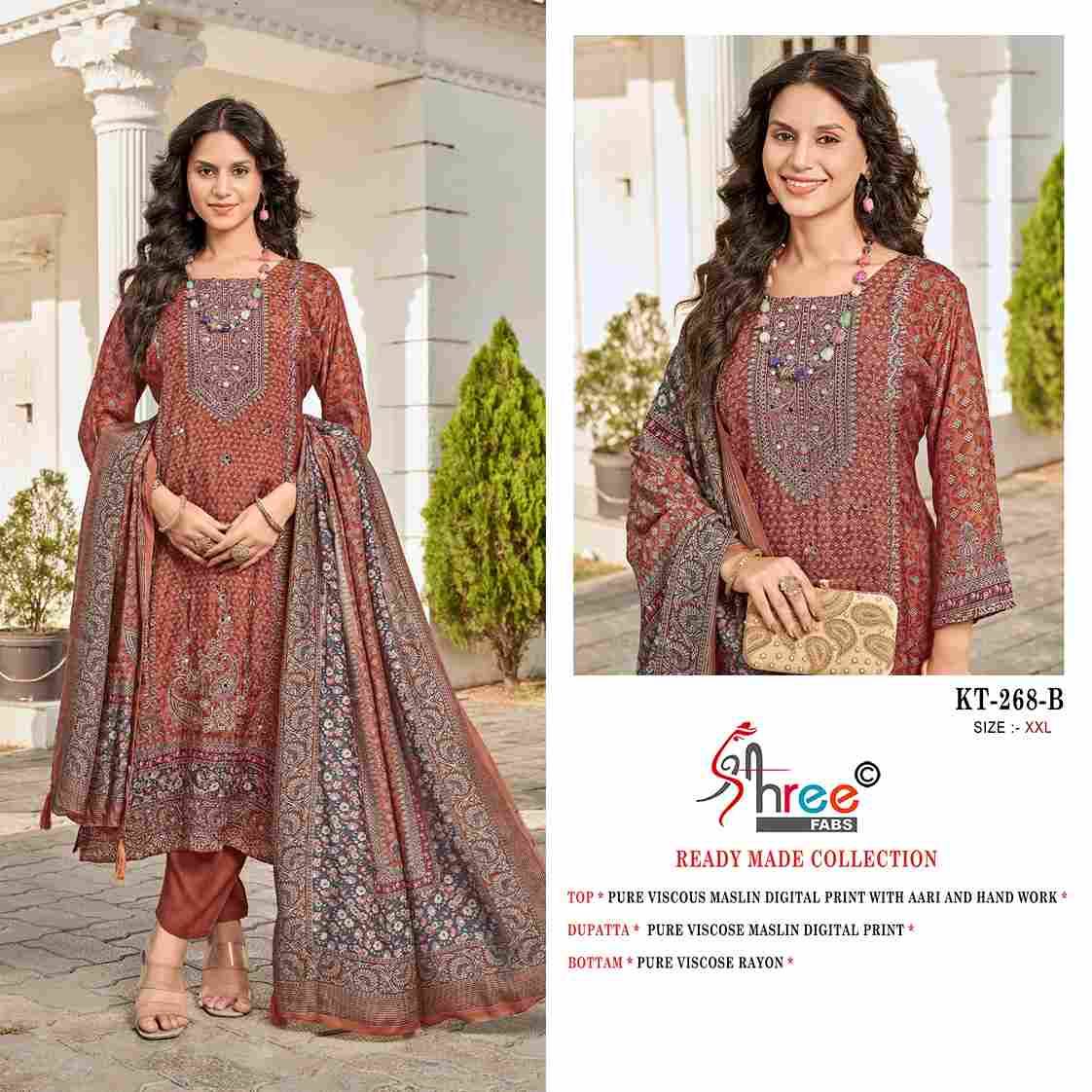 Shree Fabs Hit Design KT-268 Colours By Shree Fabs KT-268 To KT-268-C Series Designer Pakistani Suits Beautiful Fancy Stylish Colorful Party Wear & Occasional Wear Pure Viscose Muslin Embroidery Dresses At Wholesale Price