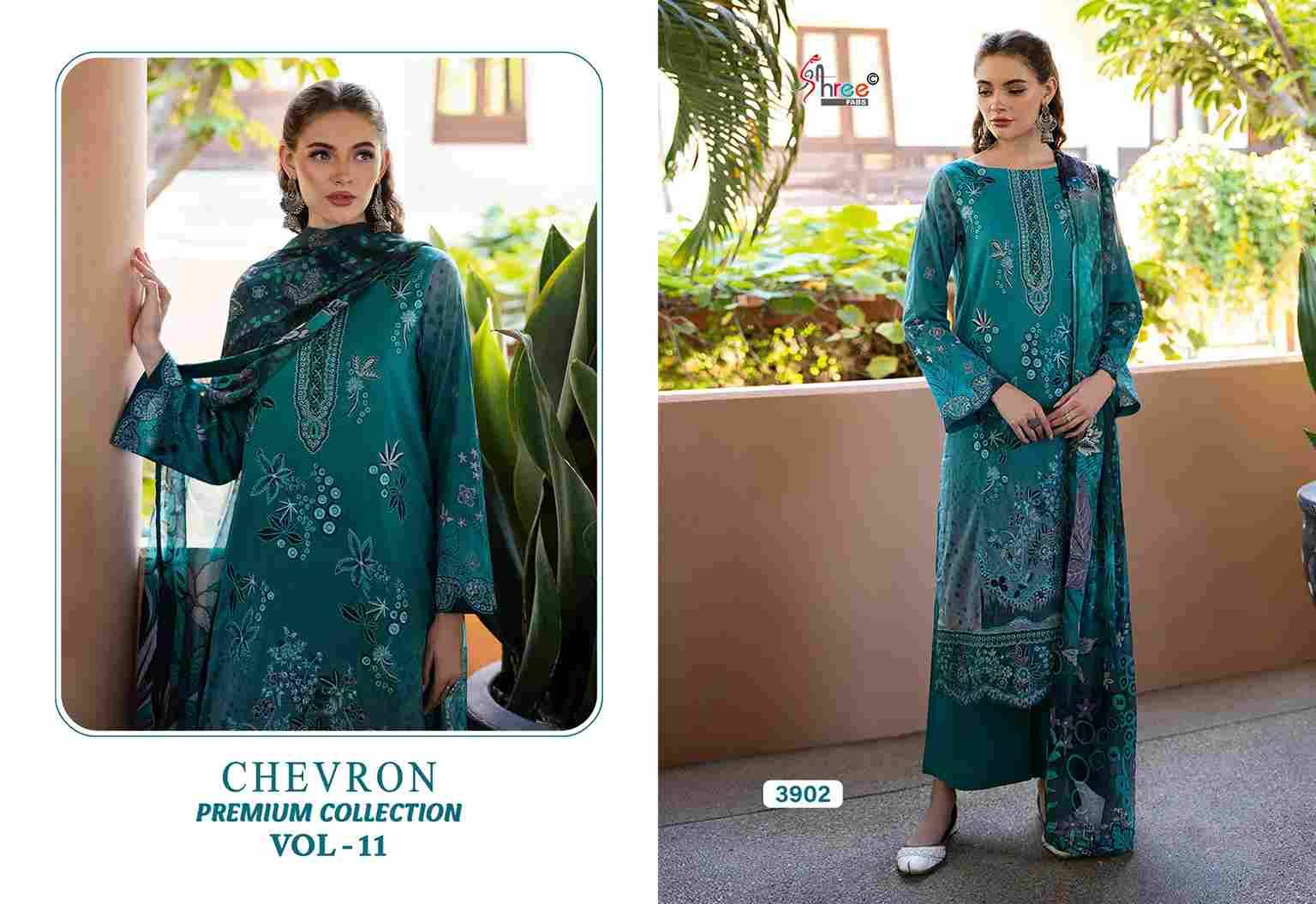 Chevron Premium Collection Vol-11 By Shree Fabs 3901 To 3906 Series Beautiful Pakistani Suits Colorful Stylish Fancy Casual Wear & Ethnic Wear Pure Cotton Embroidered Dresses At Wholesale Price