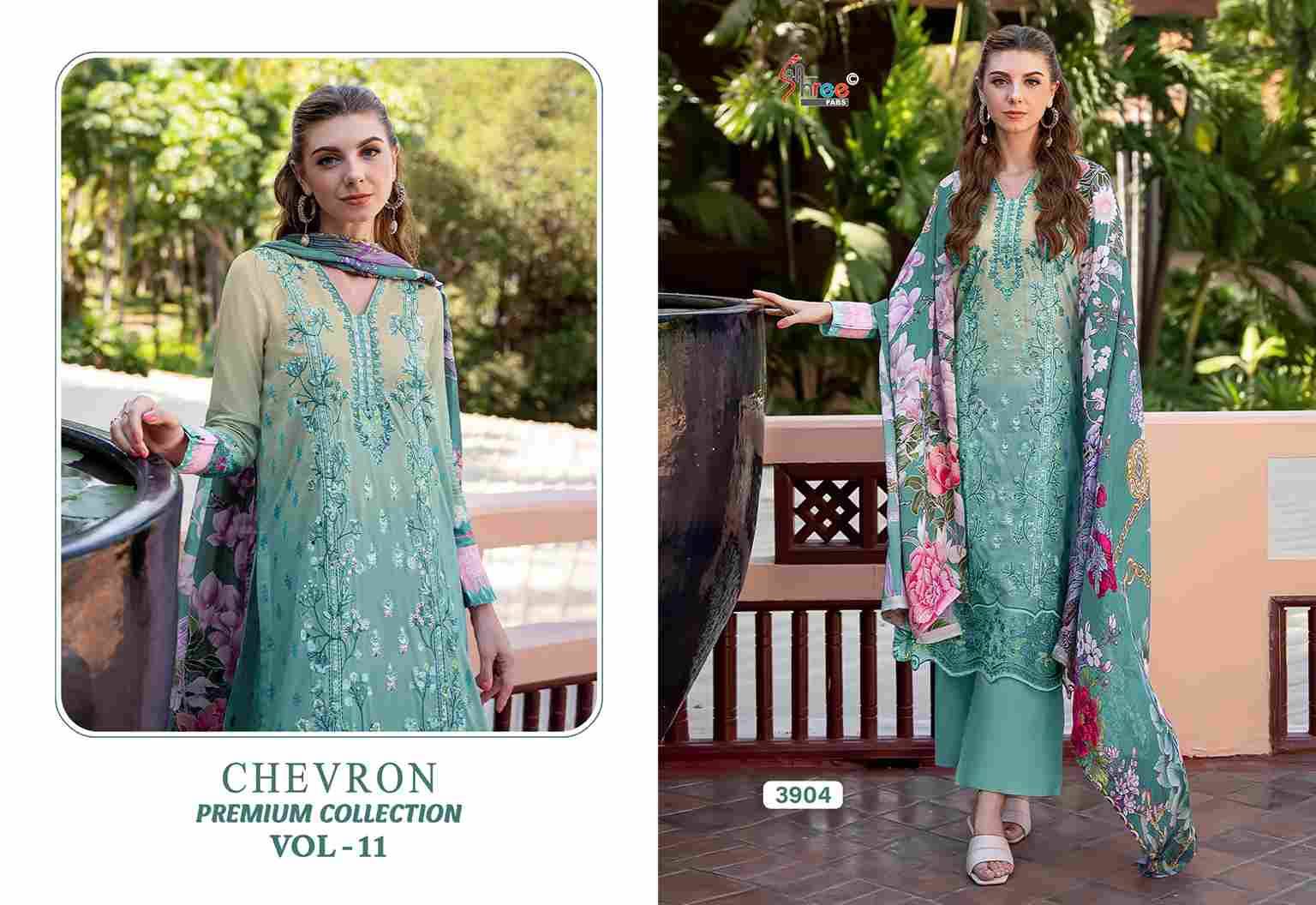 Chevron Premium Collection Vol-11 By Shree Fabs 3901 To 3906 Series Beautiful Pakistani Suits Colorful Stylish Fancy Casual Wear & Ethnic Wear Pure Cotton Embroidered Dresses At Wholesale Price