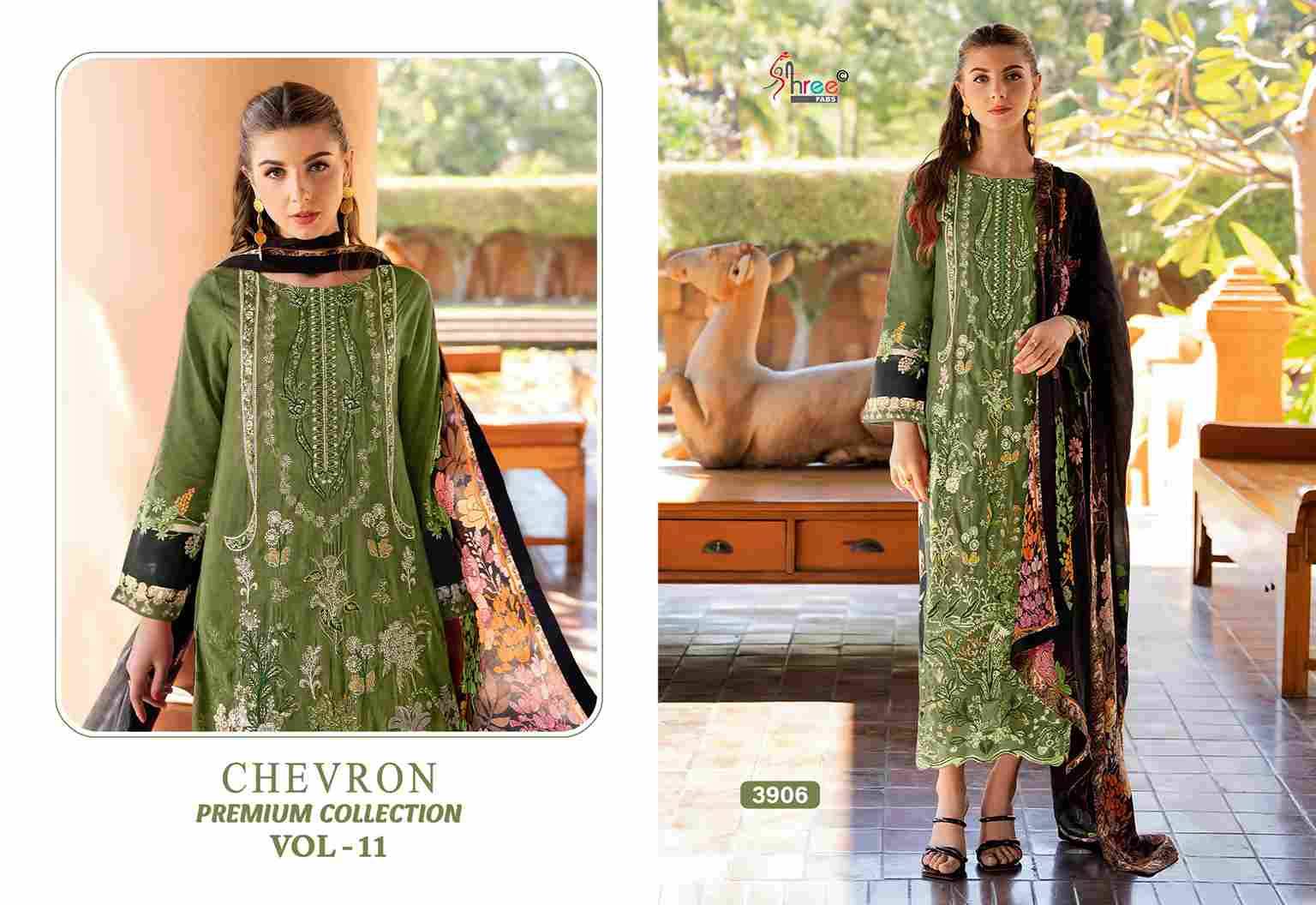 Chevron Premium Collection Vol-11 By Shree Fabs 3901 To 3906 Series Beautiful Pakistani Suits Colorful Stylish Fancy Casual Wear & Ethnic Wear Pure Cotton Embroidered Dresses At Wholesale Price
